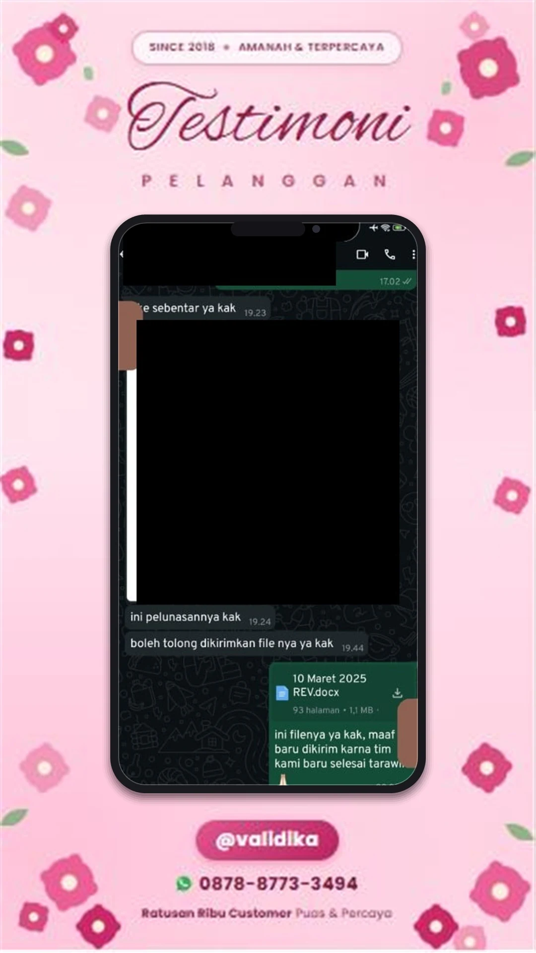 Bukti testimoni pelanggan