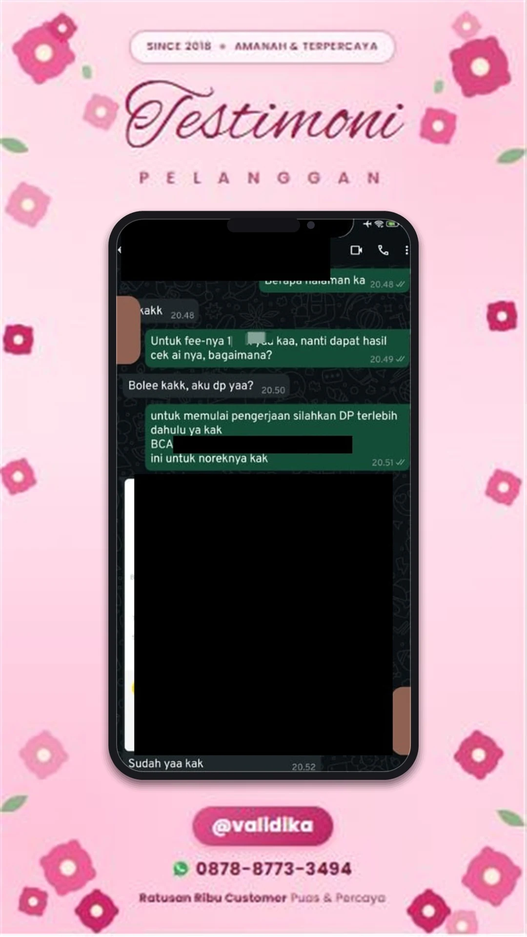 Bukti testimoni pelanggan