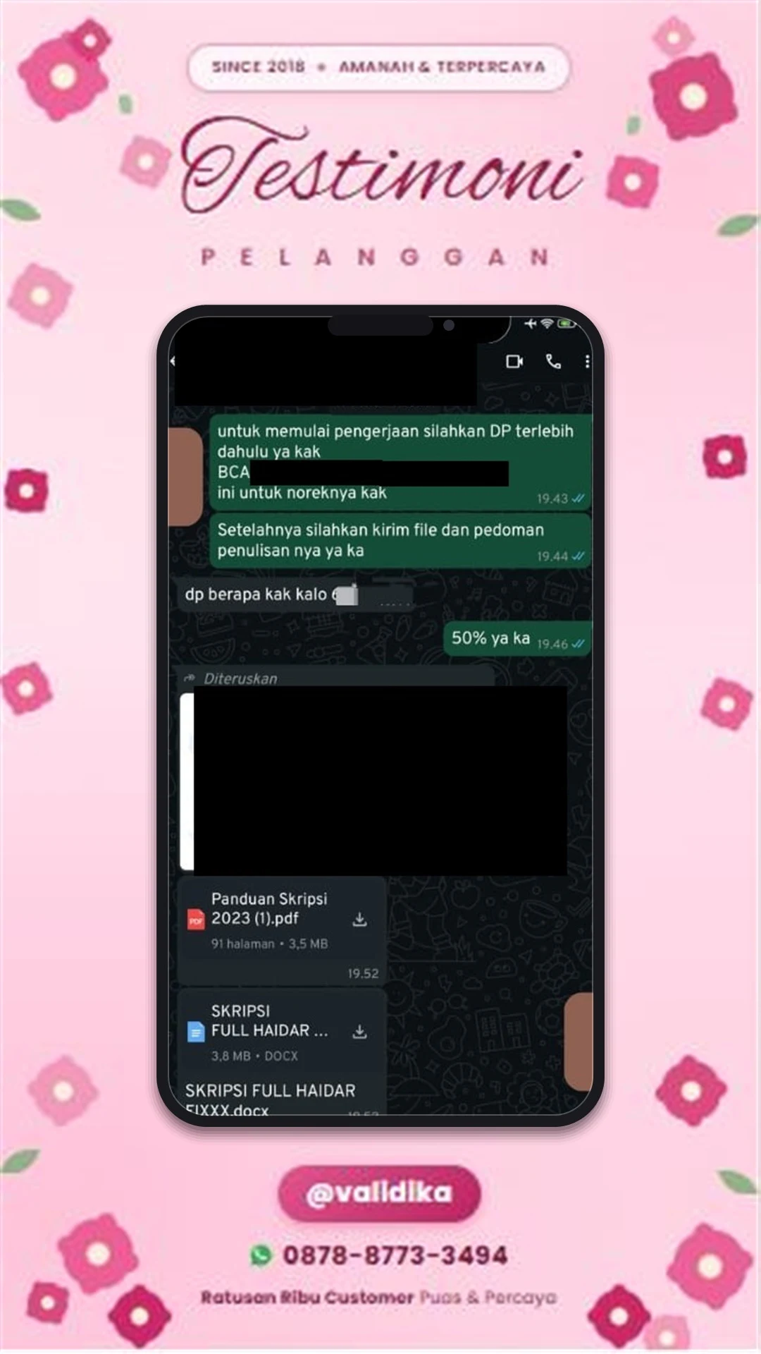 Bukti testimoni pelanggan