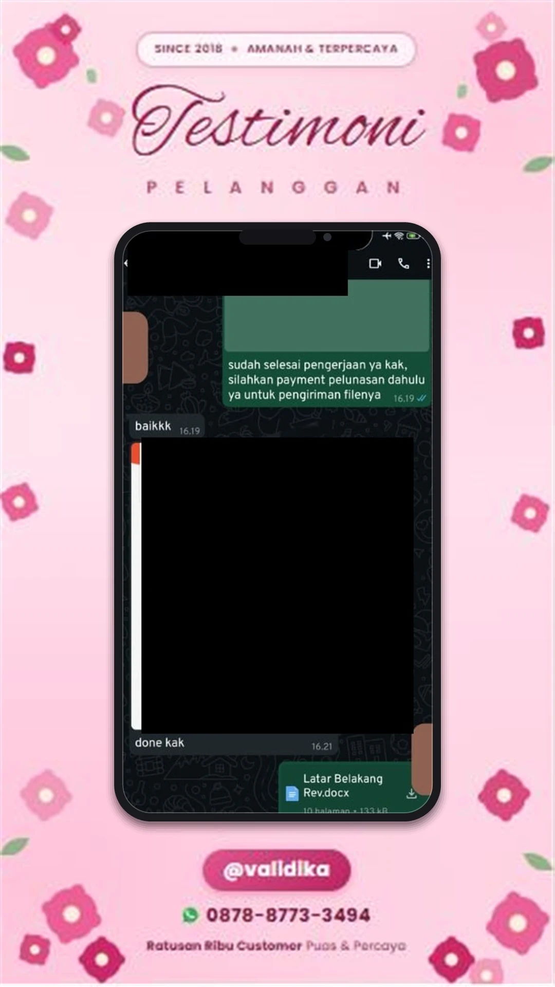 Bukti testimoni pelanggan