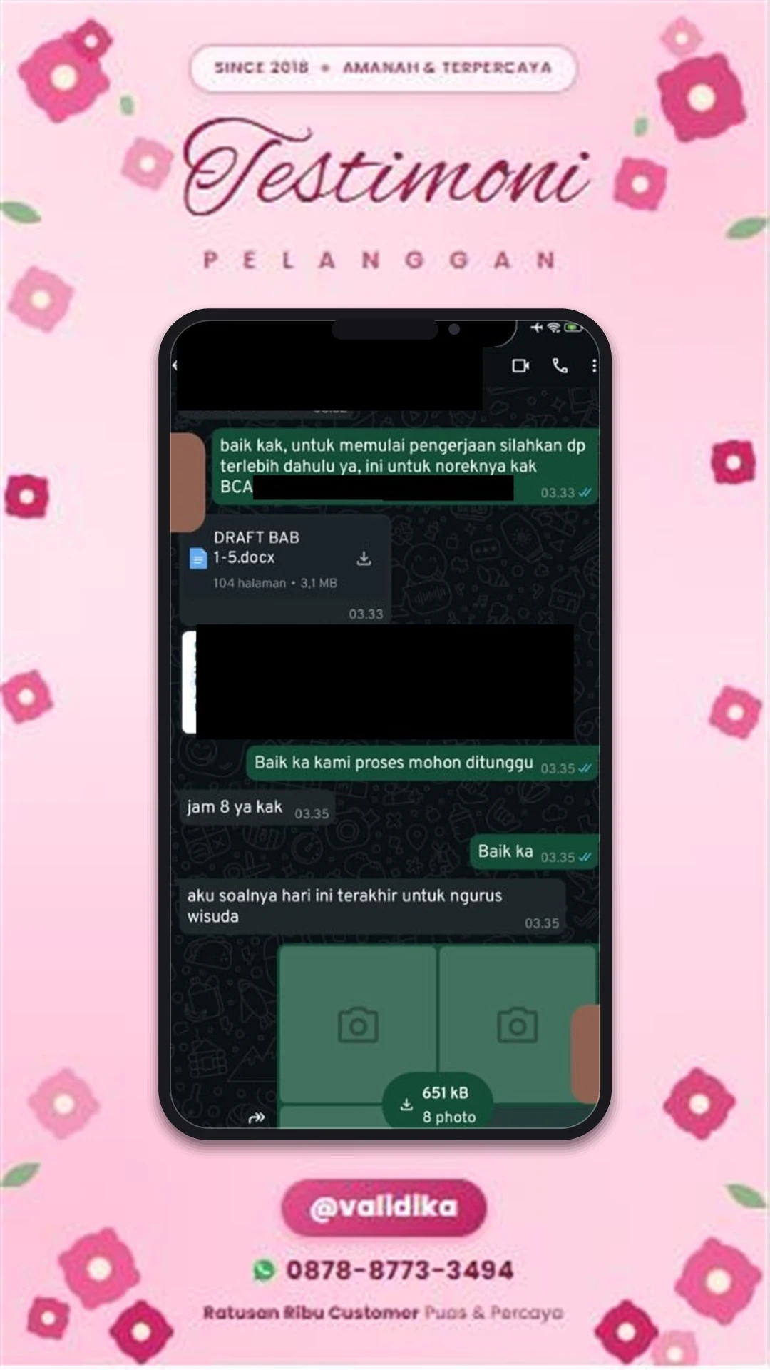 Bukti testimoni pelanggan