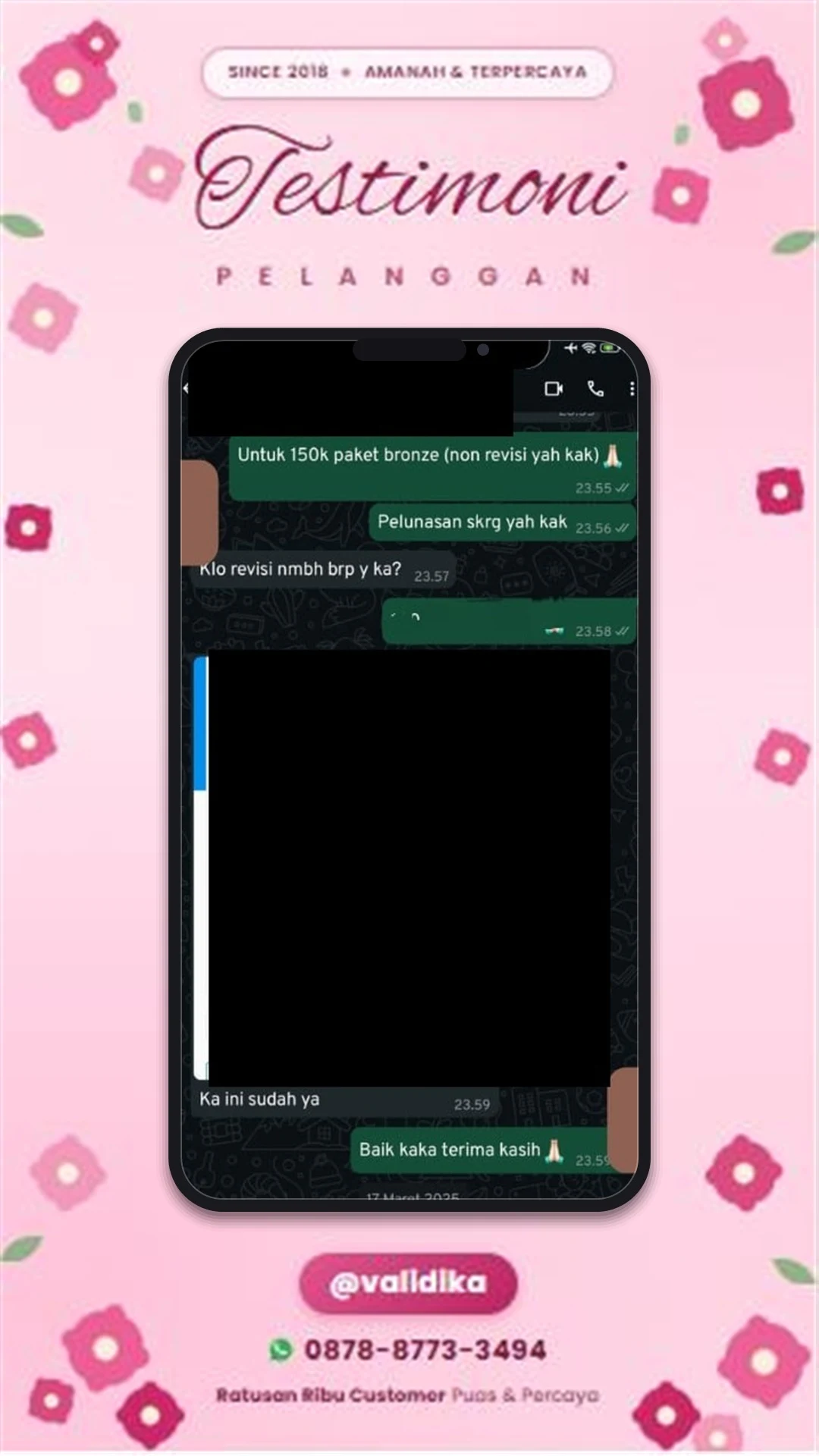Bukti testimoni pelanggan