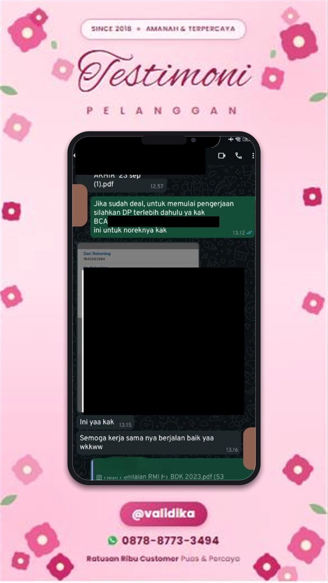Bukti testimoni pelanggan