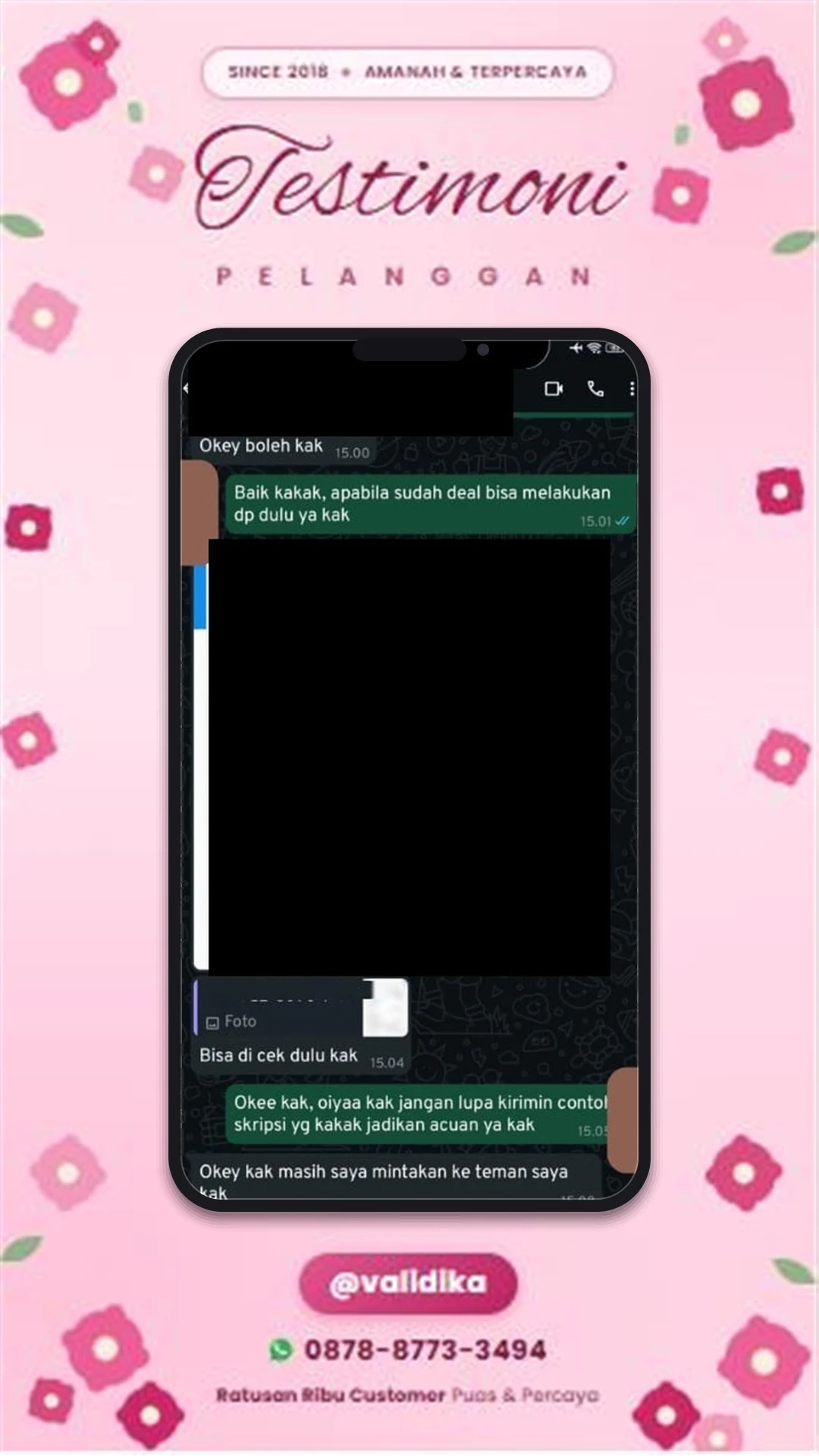 Bukti testimoni pelanggan