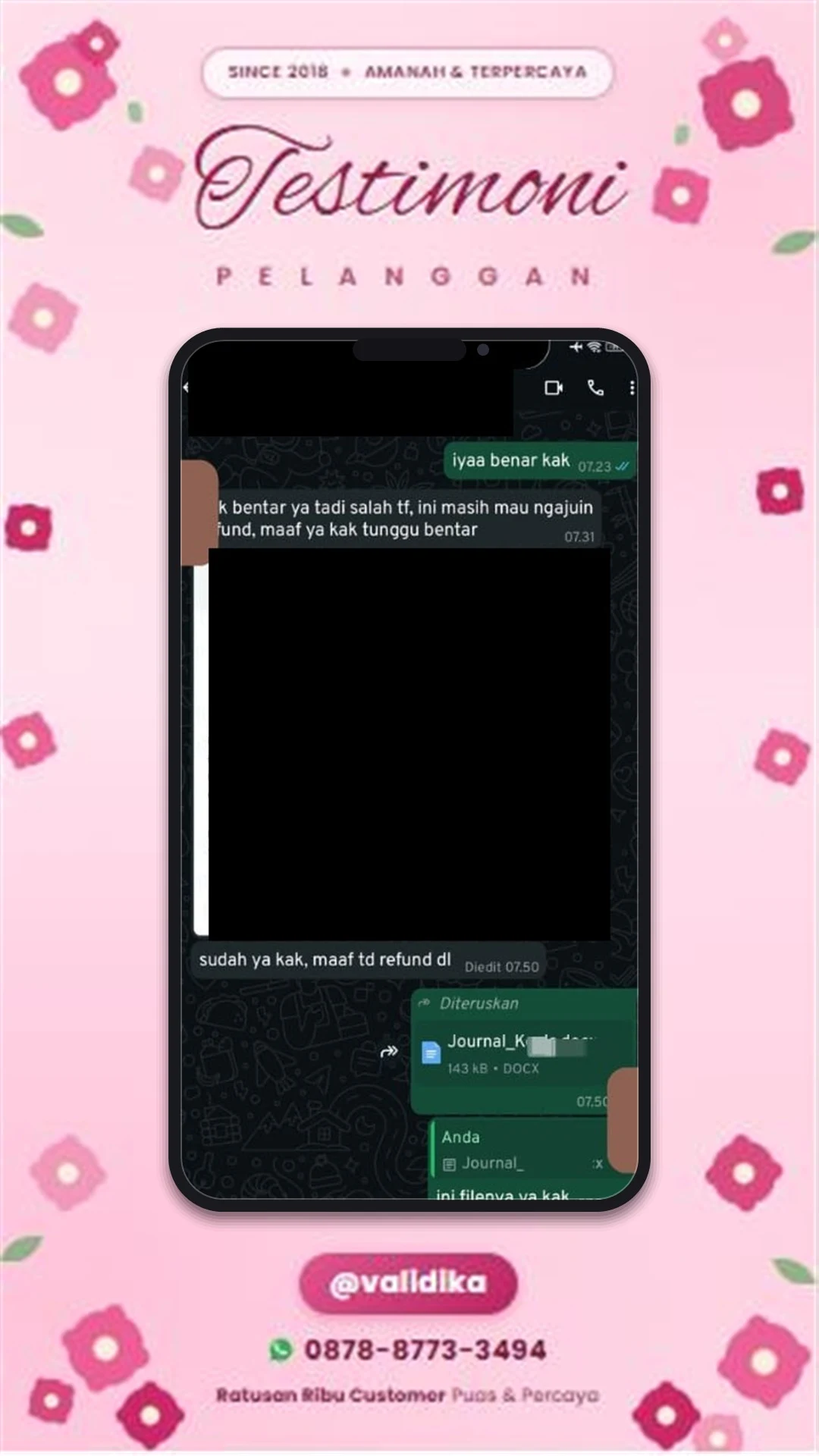 Bukti testimoni pelanggan