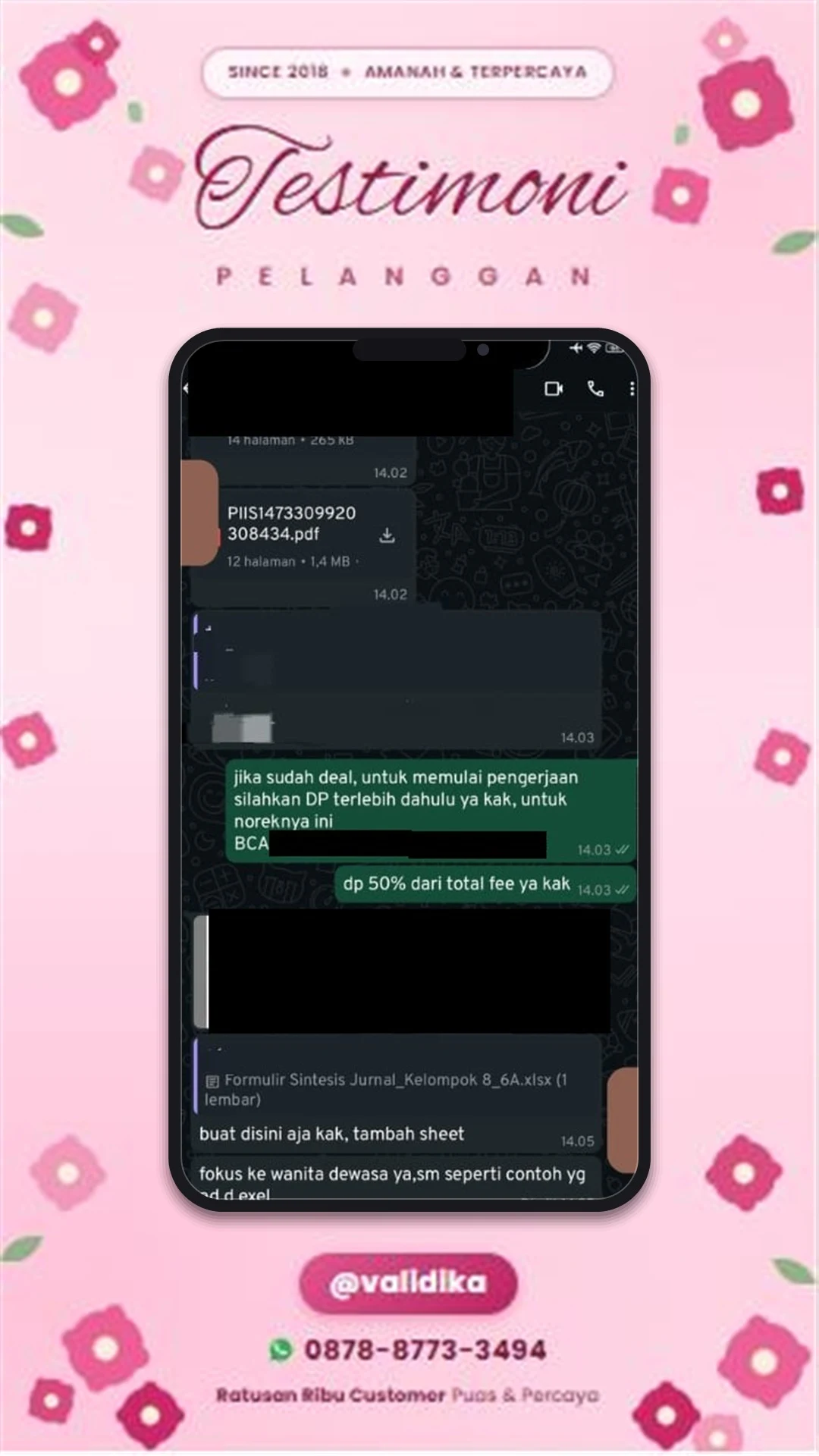 Bukti testimoni pelanggan