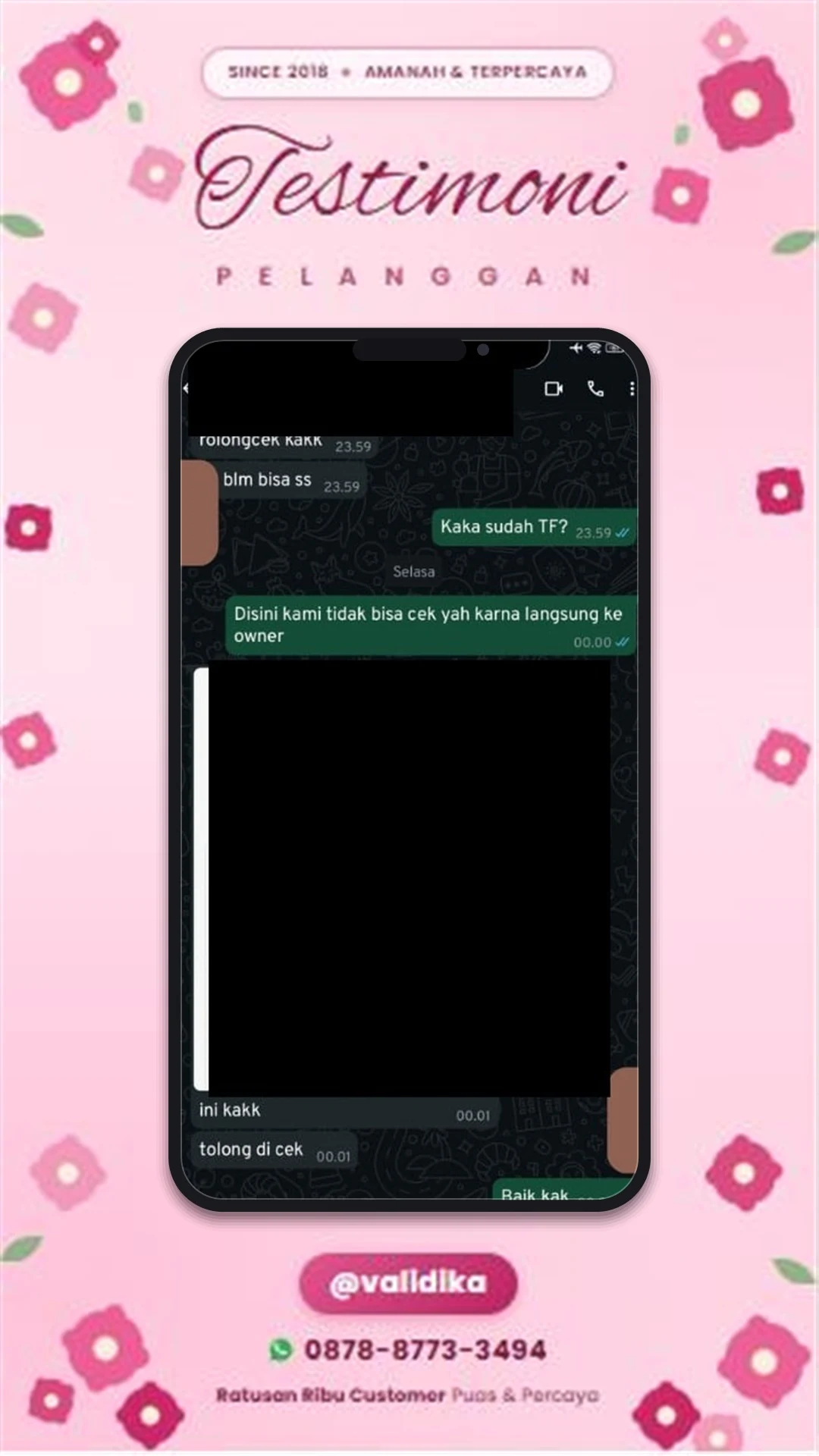 Bukti testimoni pelanggan