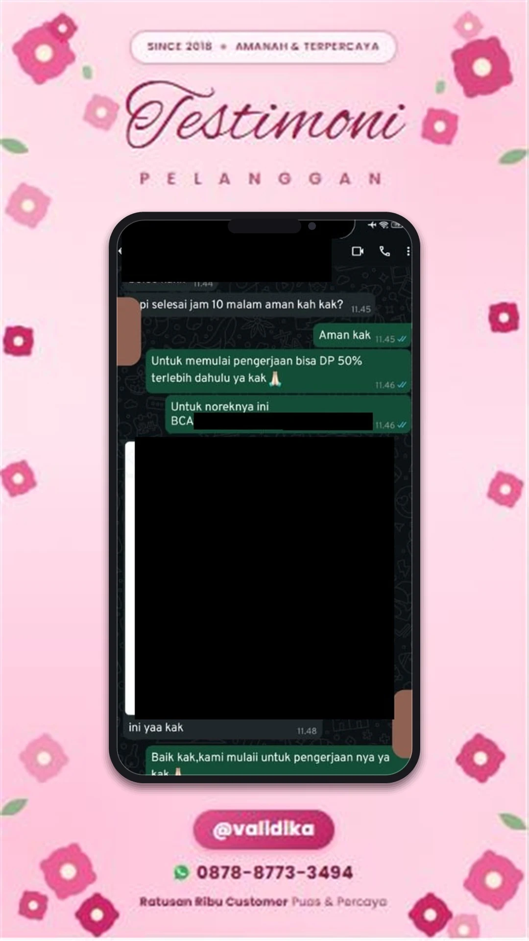 Bukti testimoni pelanggan