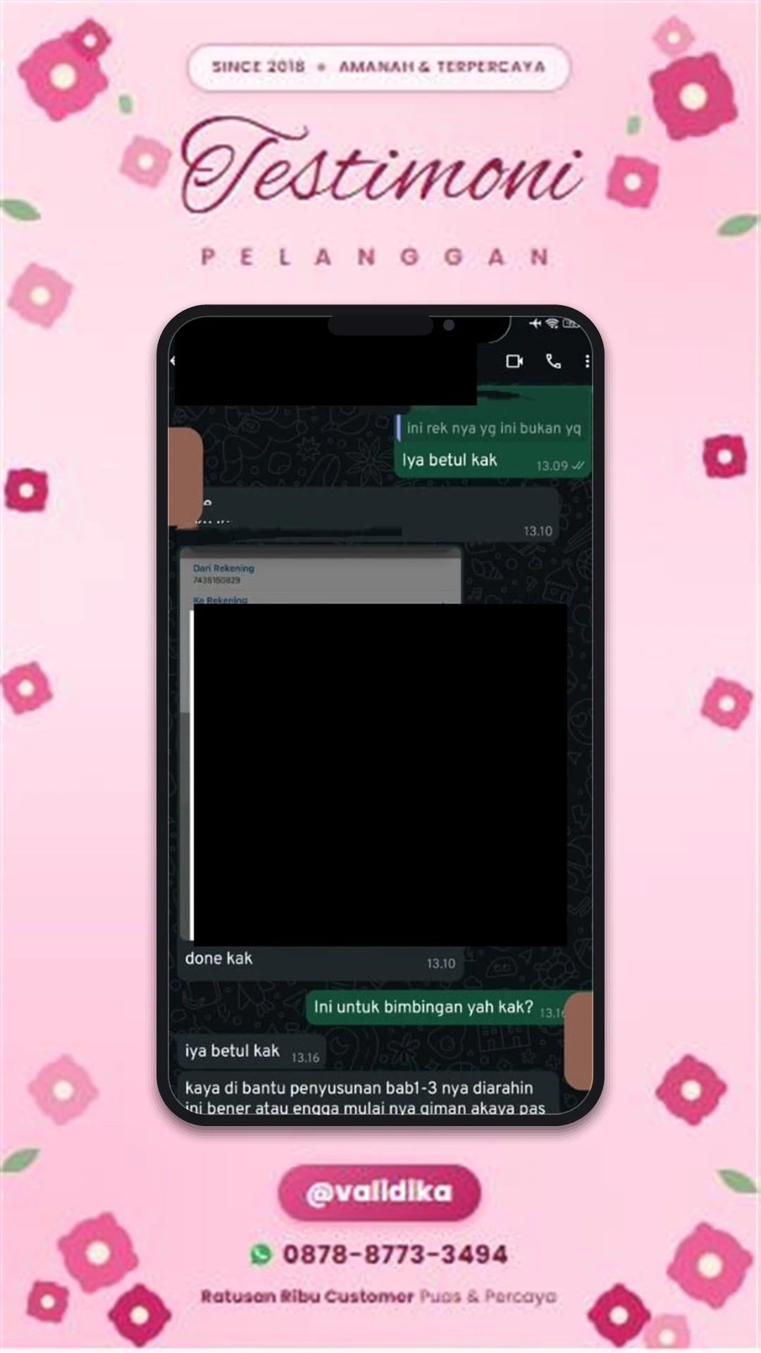 Bukti testimoni pelanggan