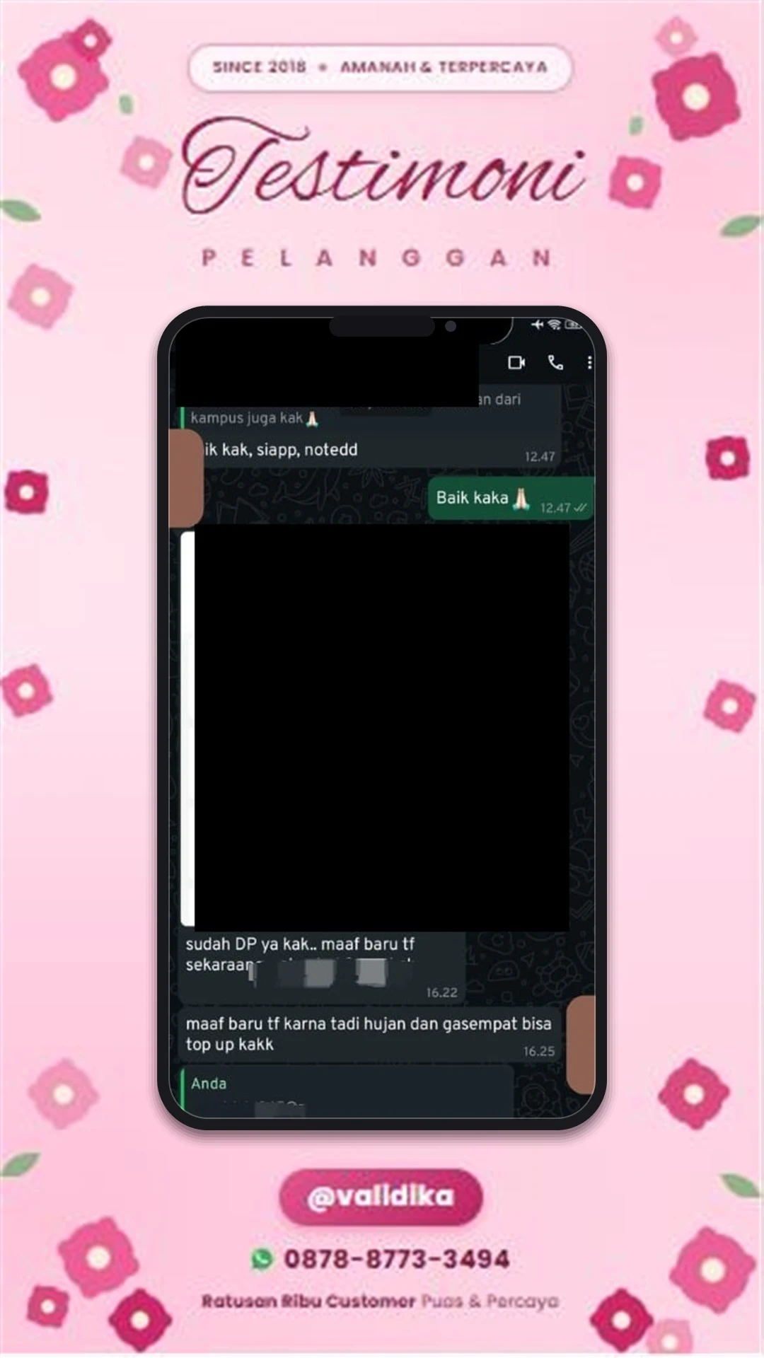 Bukti testimoni pelanggan