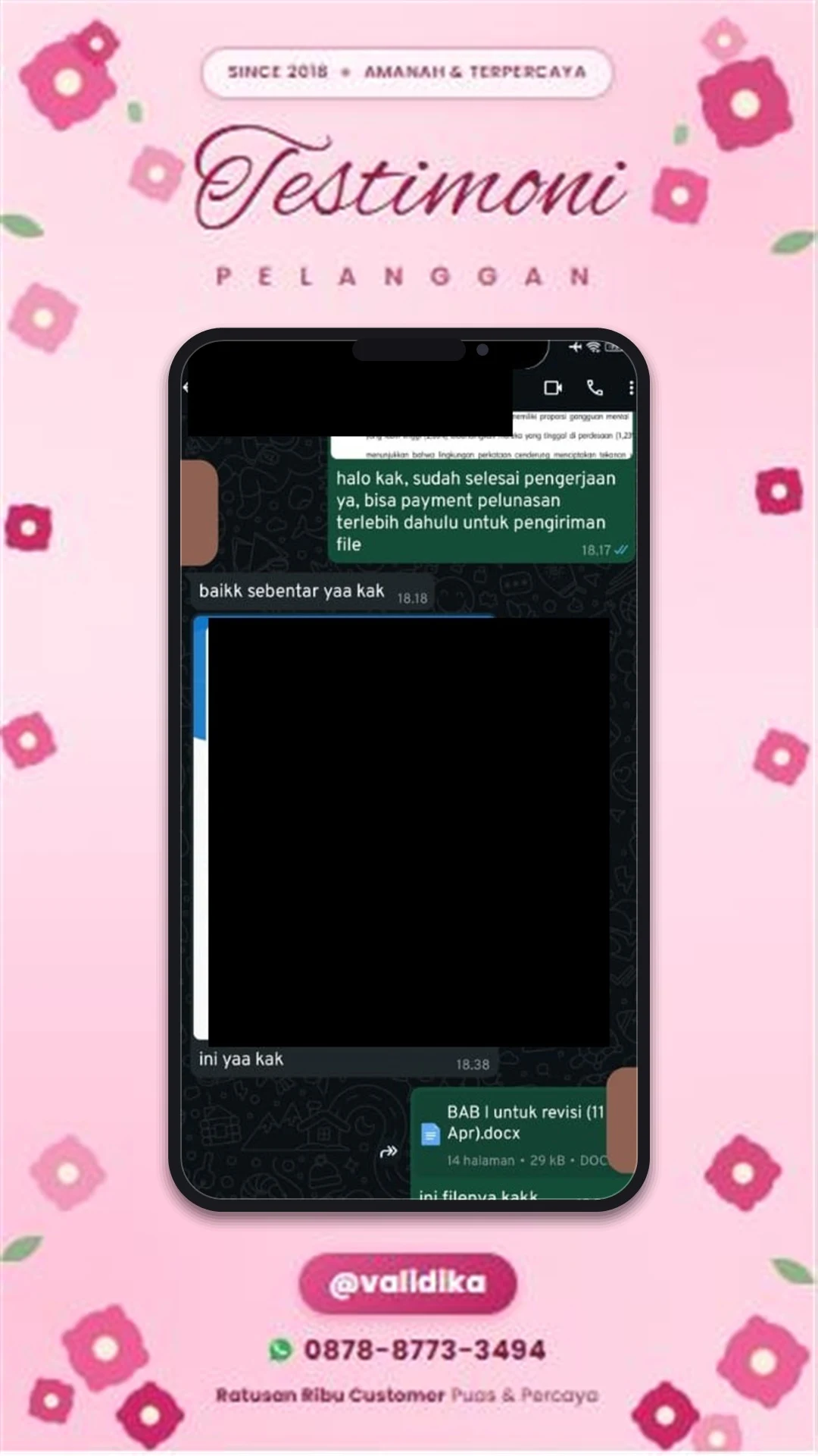 Bukti testimoni pelanggan