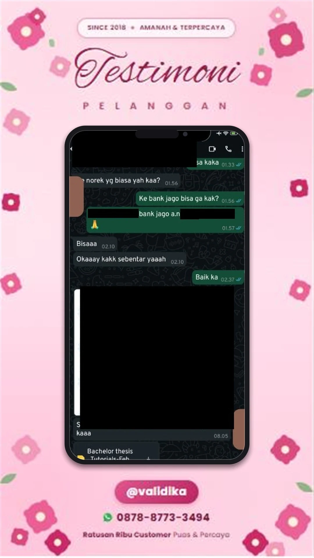 Bukti testimoni pelanggan