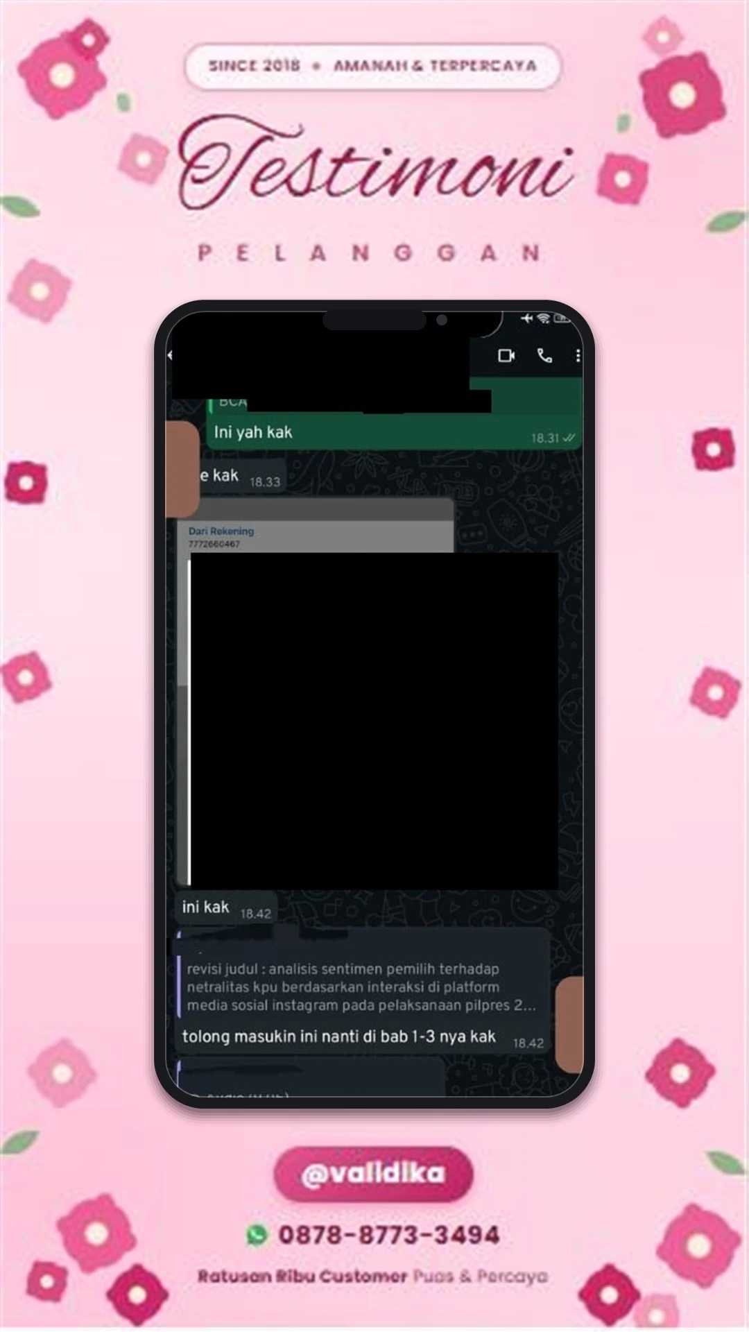 Bukti testimoni pelanggan