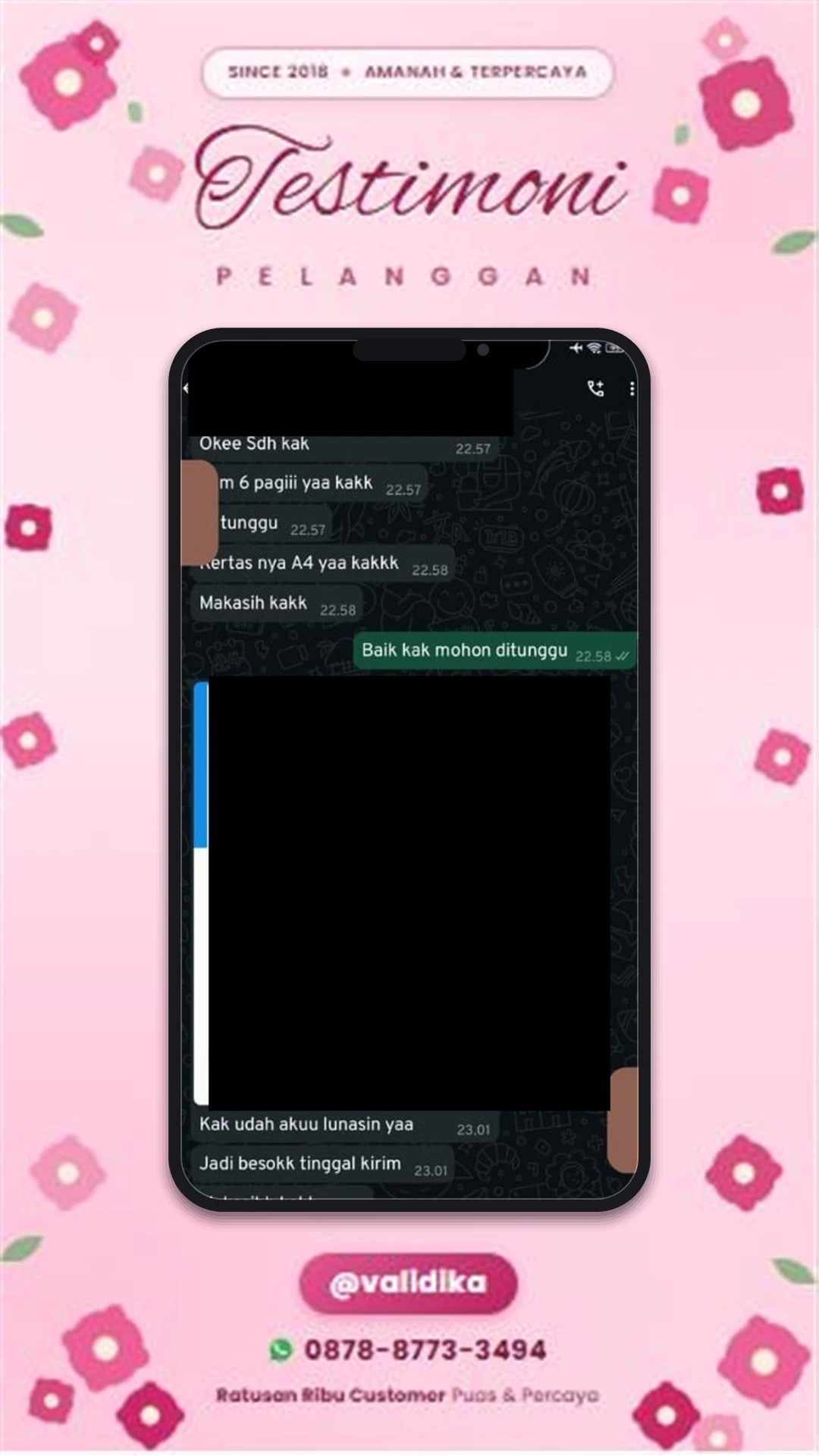 Bukti testimoni pelanggan