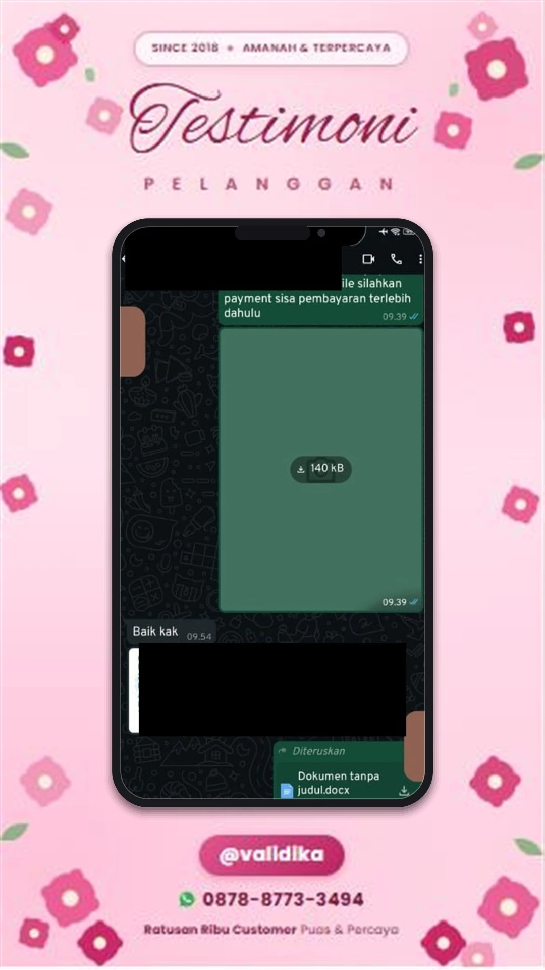 Bukti testimoni pelanggan