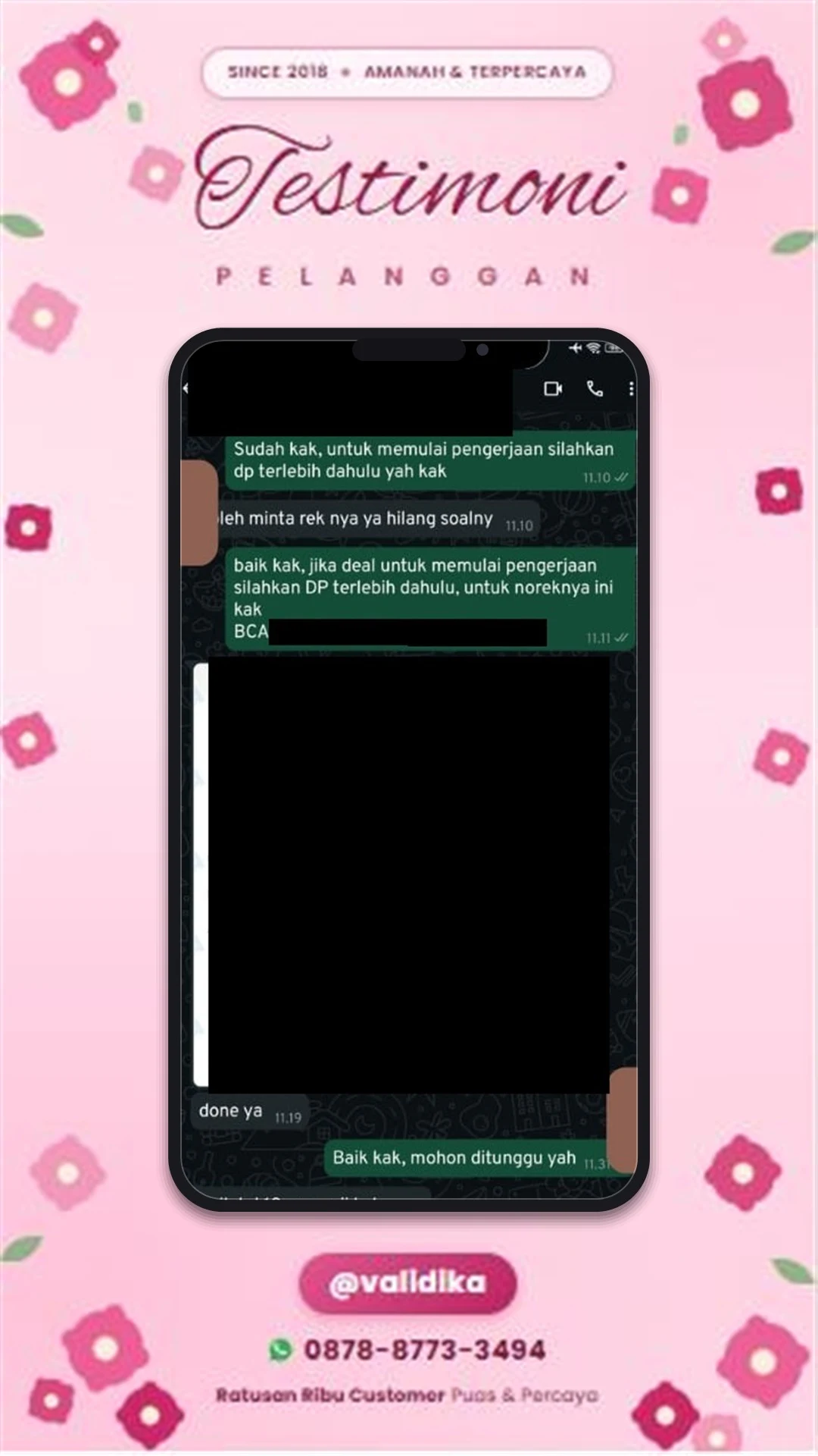 Bukti testimoni pelanggan