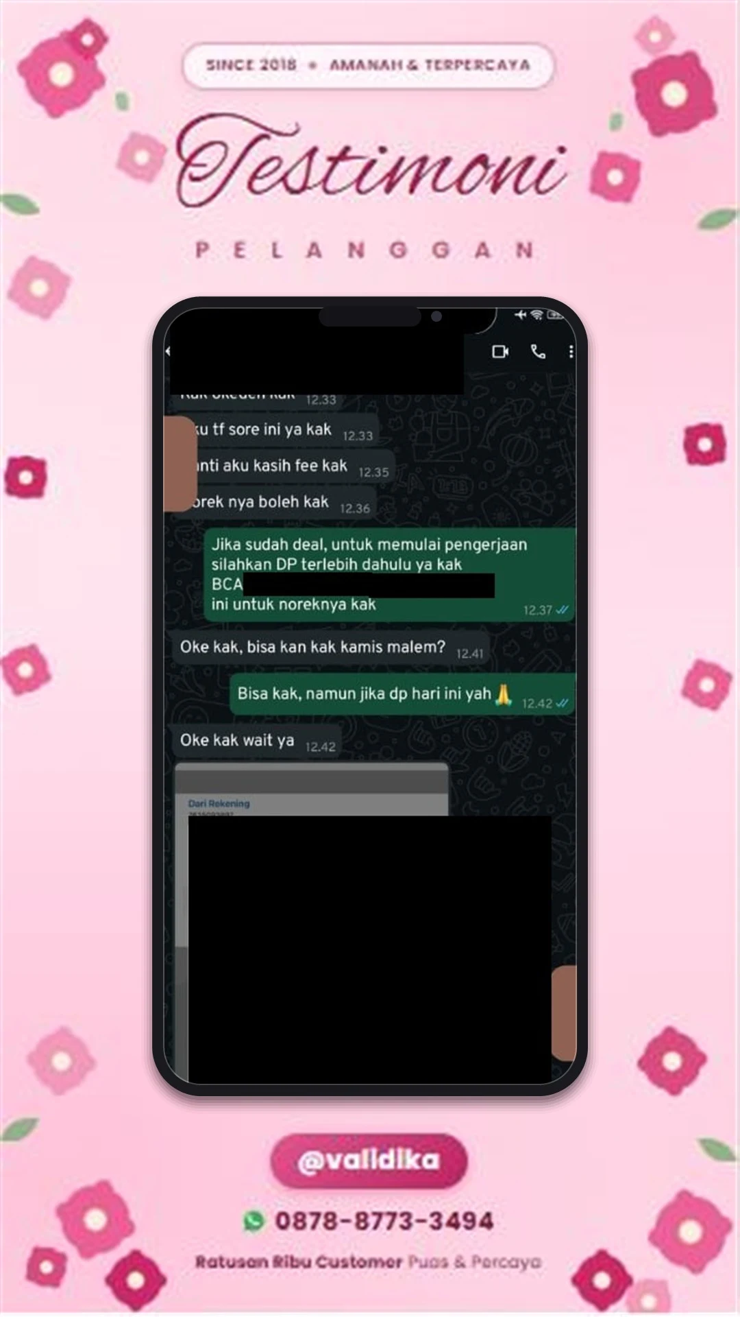 Bukti testimoni pelanggan