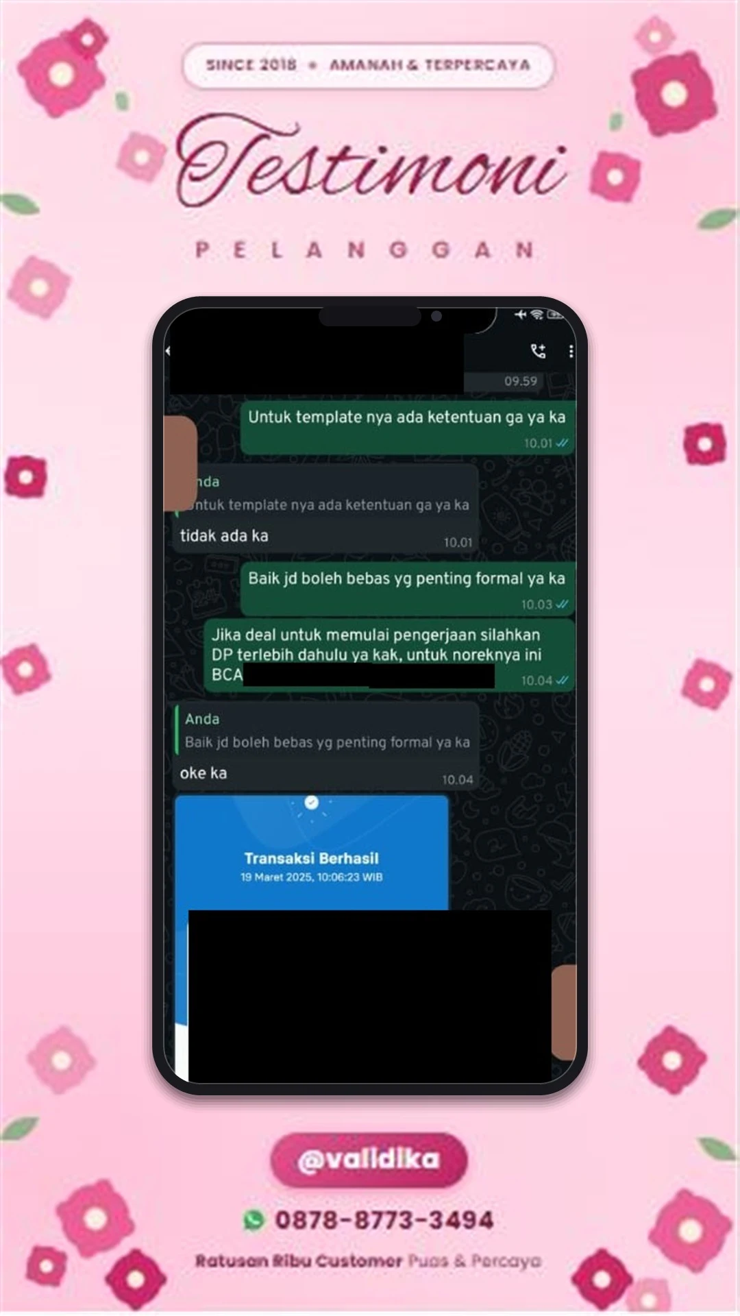 Bukti testimoni pelanggan