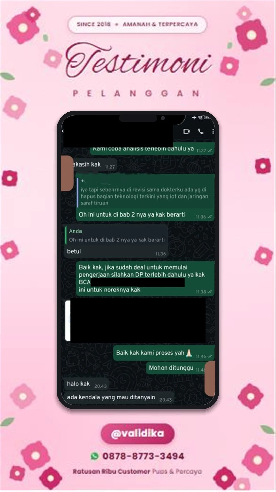 Bukti testimoni pelanggan
