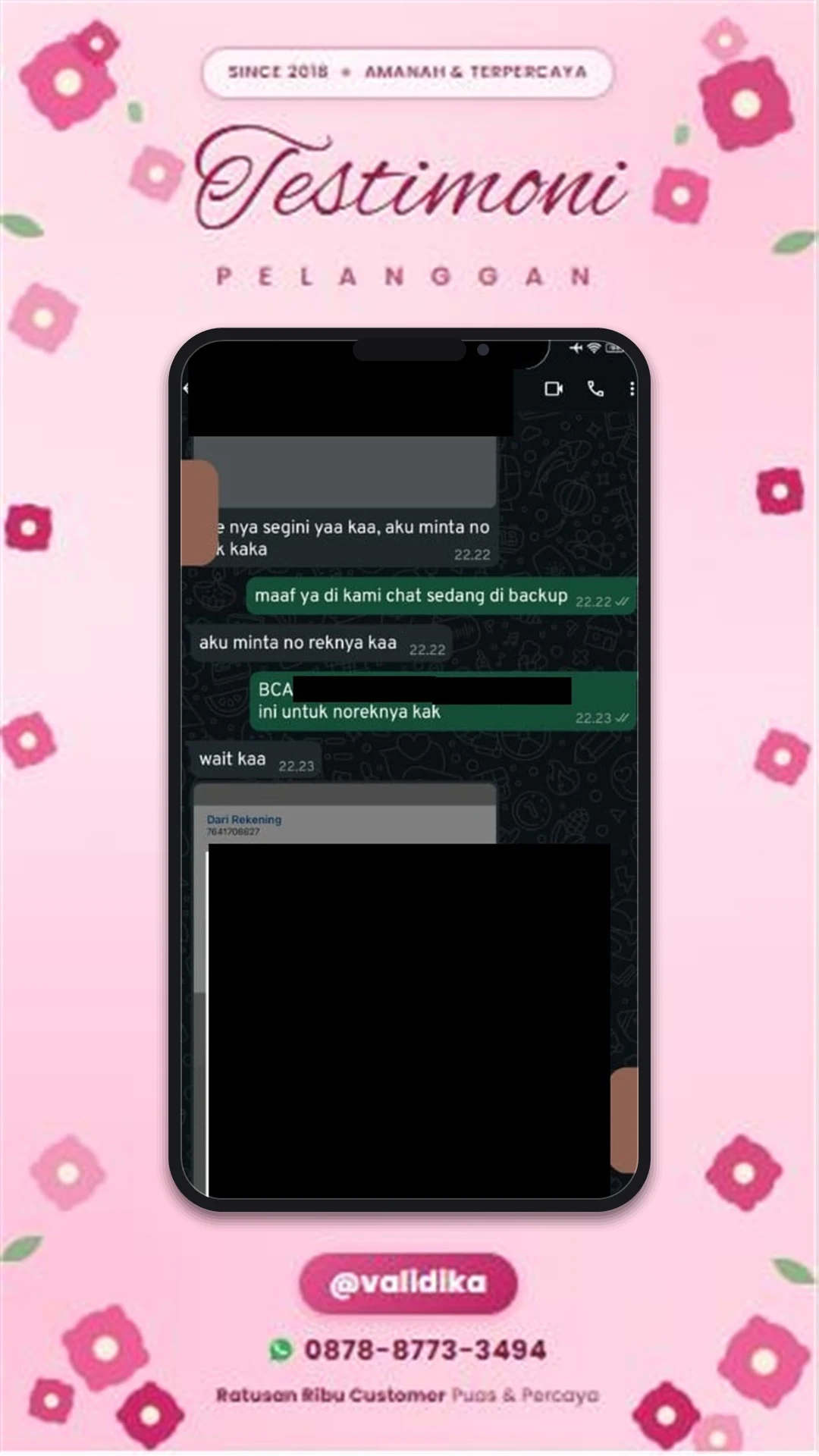 Bukti testimoni pelanggan