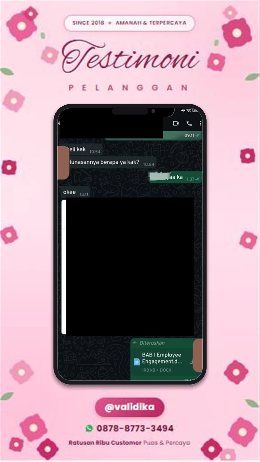 Bukti testimoni pelanggan