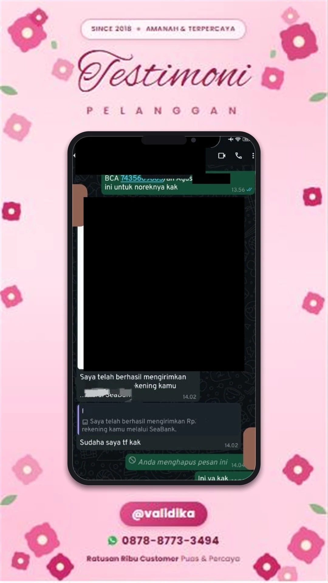 Bukti testimoni pelanggan
