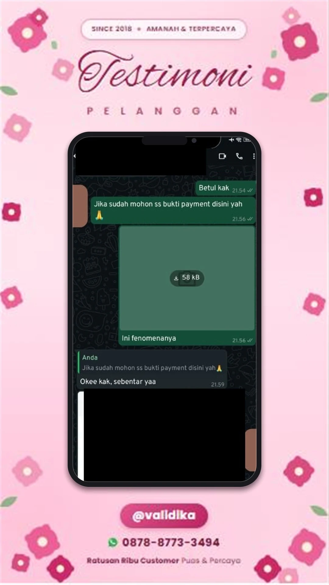 Bukti testimoni pelanggan