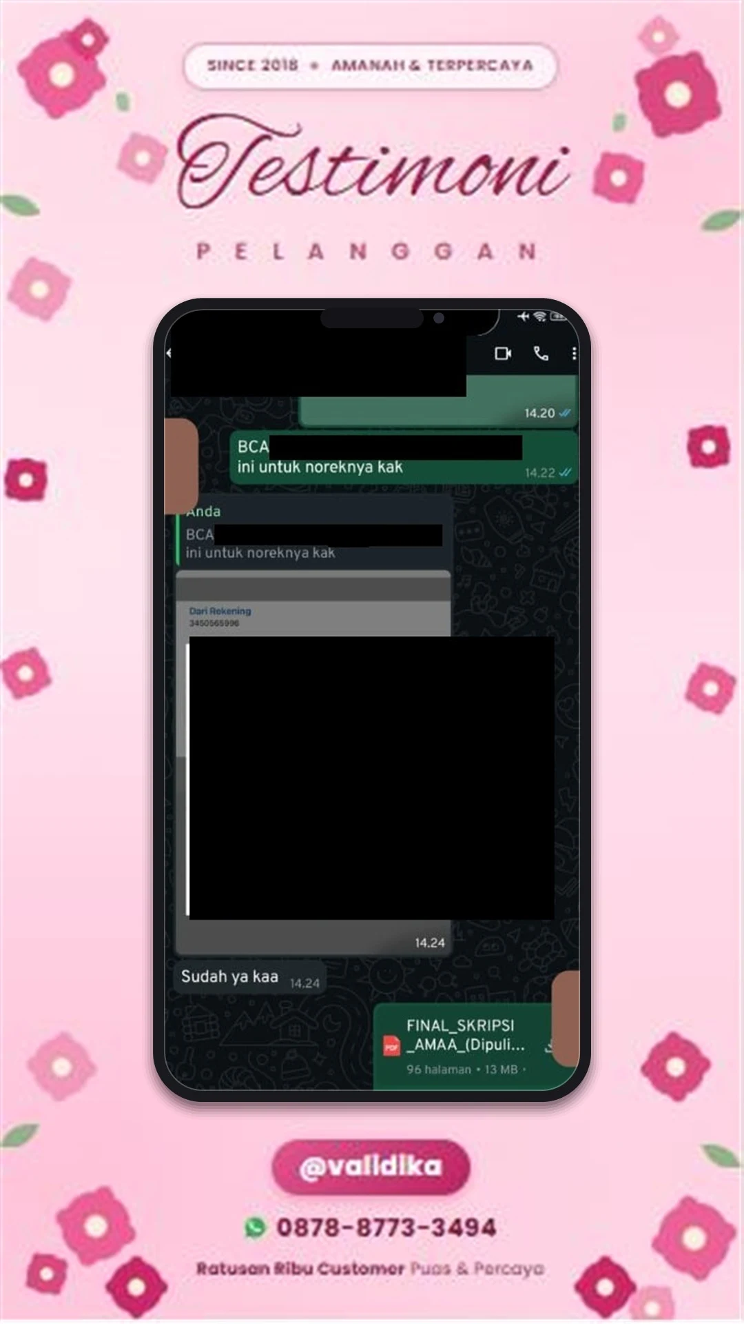 Bukti testimoni pelanggan