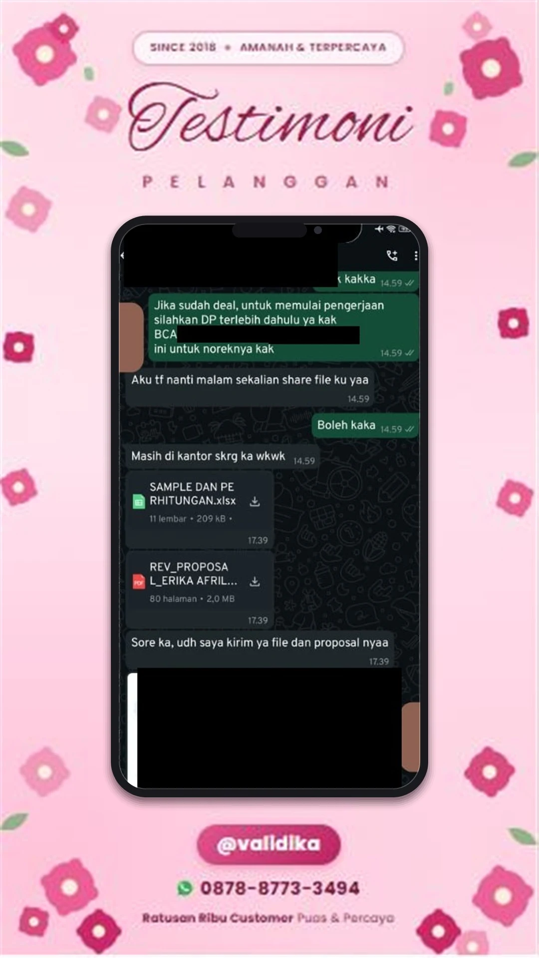 Bukti testimoni pelanggan
