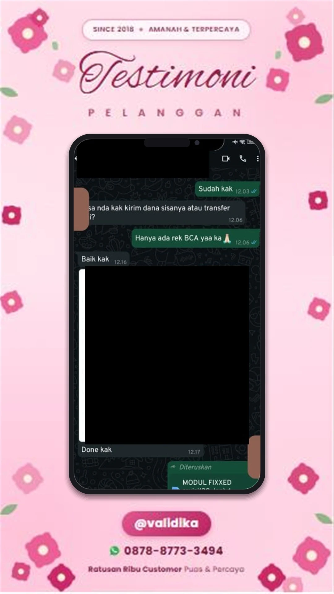 Bukti testimoni pelanggan