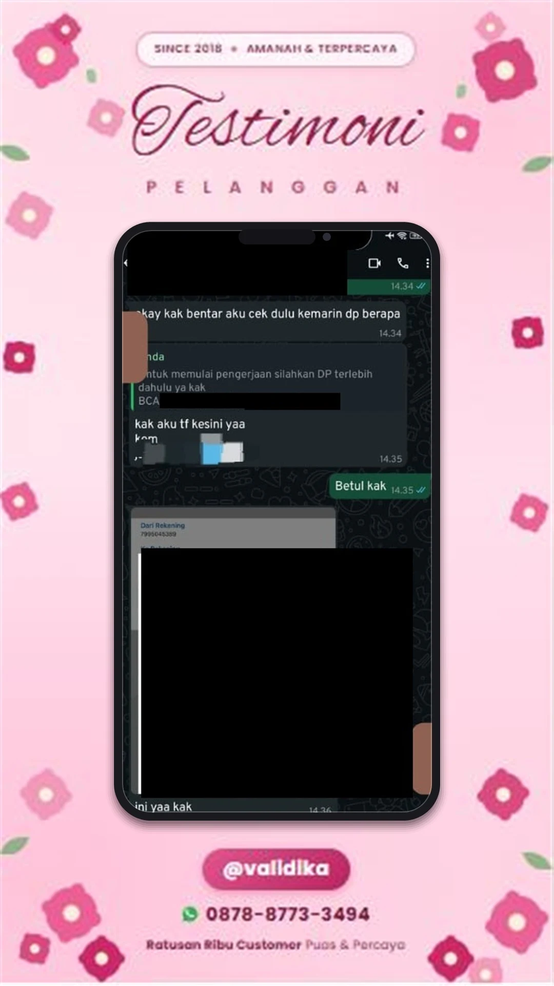 Bukti testimoni pelanggan