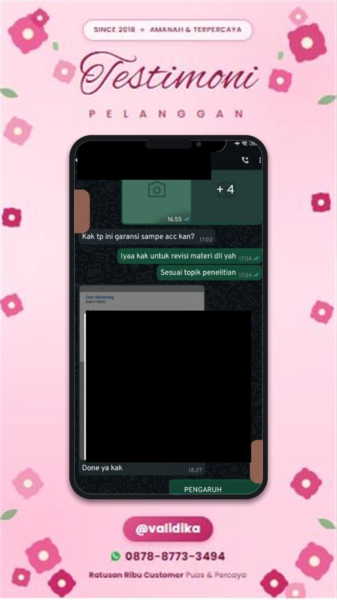 Bukti testimoni pelanggan