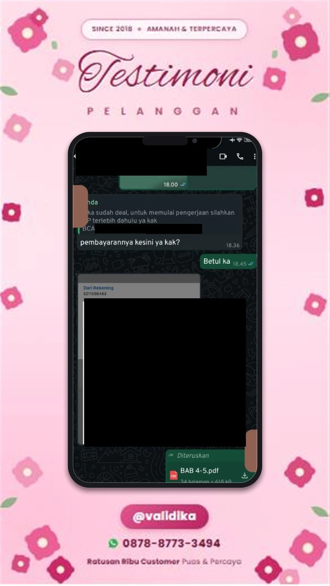 Bukti testimoni pelanggan