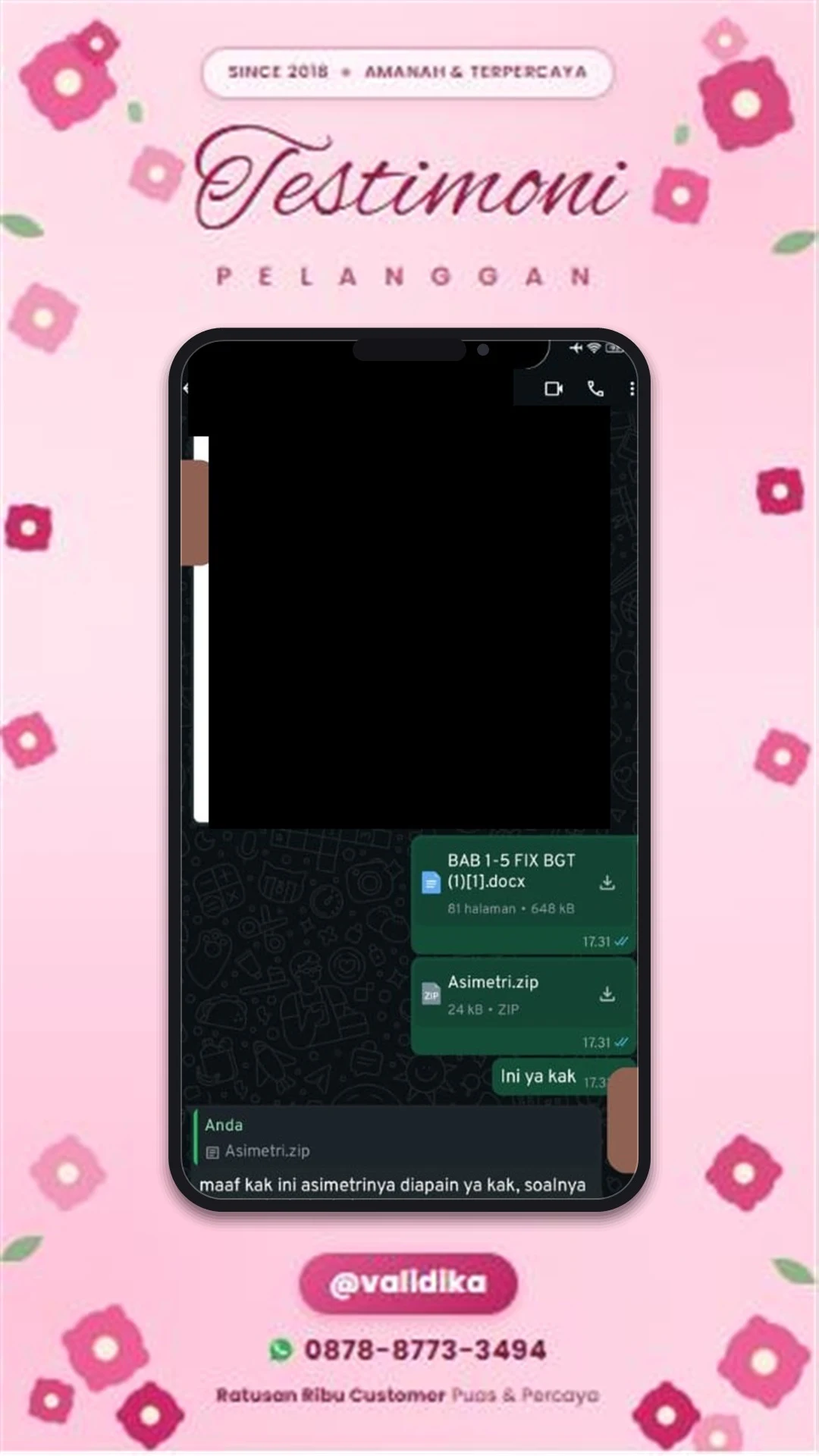 Bukti testimoni pelanggan