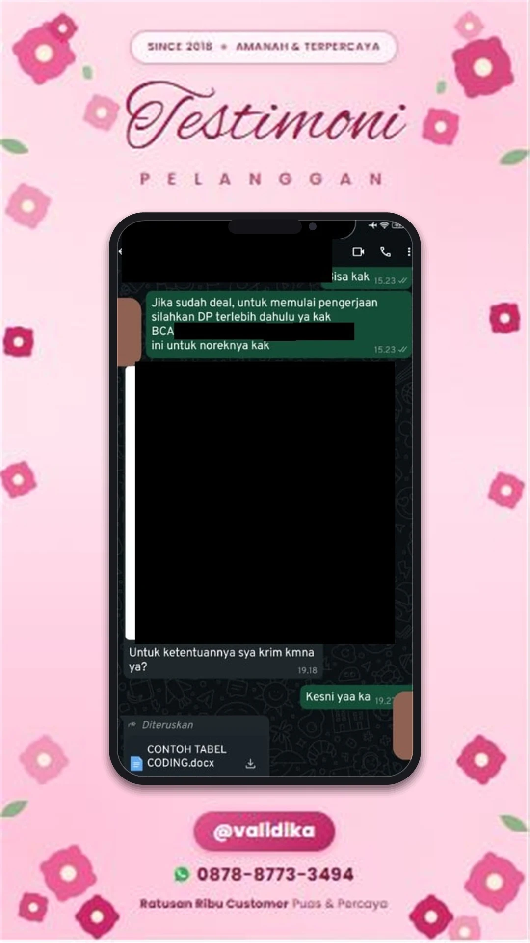 Bukti testimoni pelanggan