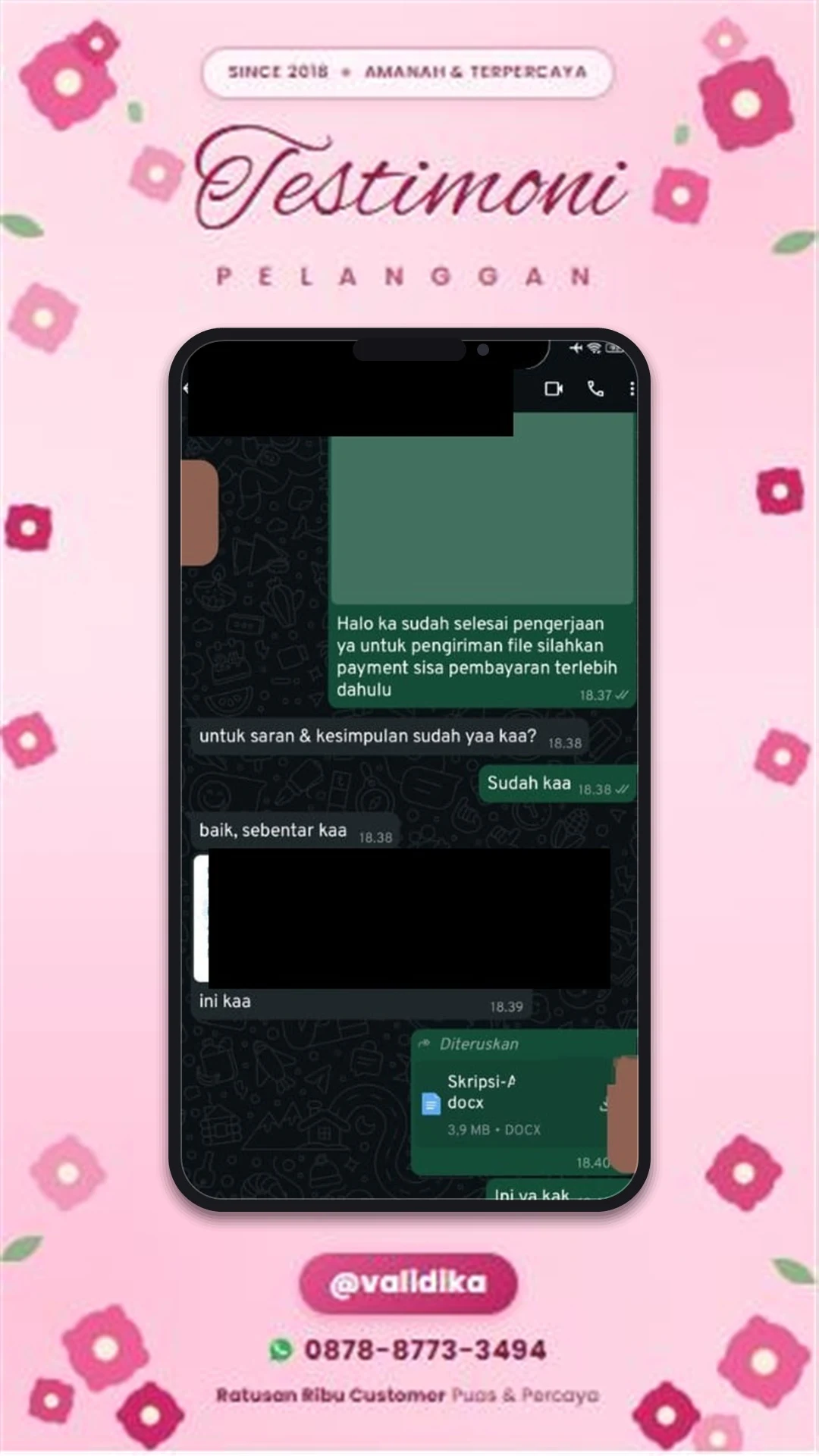 Bukti testimoni pelanggan