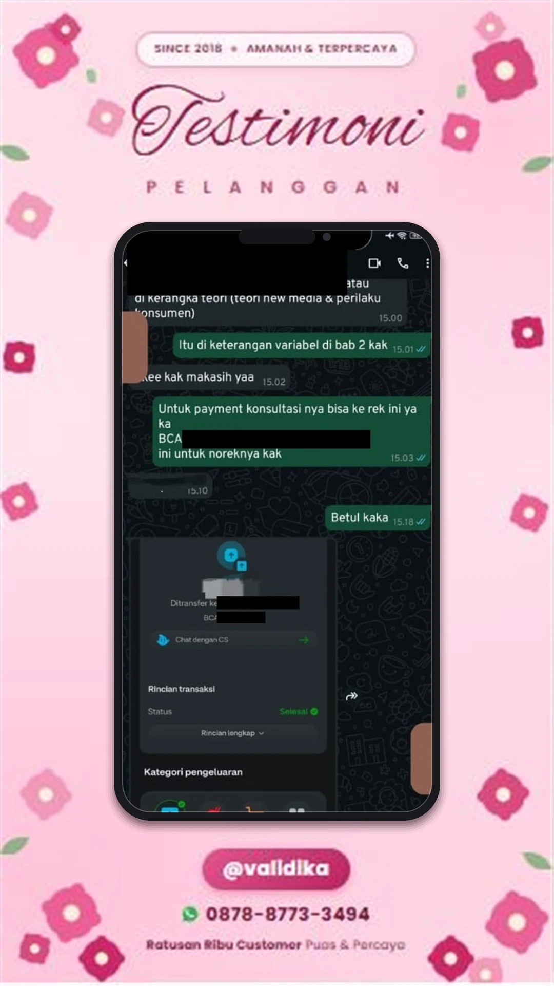 Bukti testimoni pelanggan