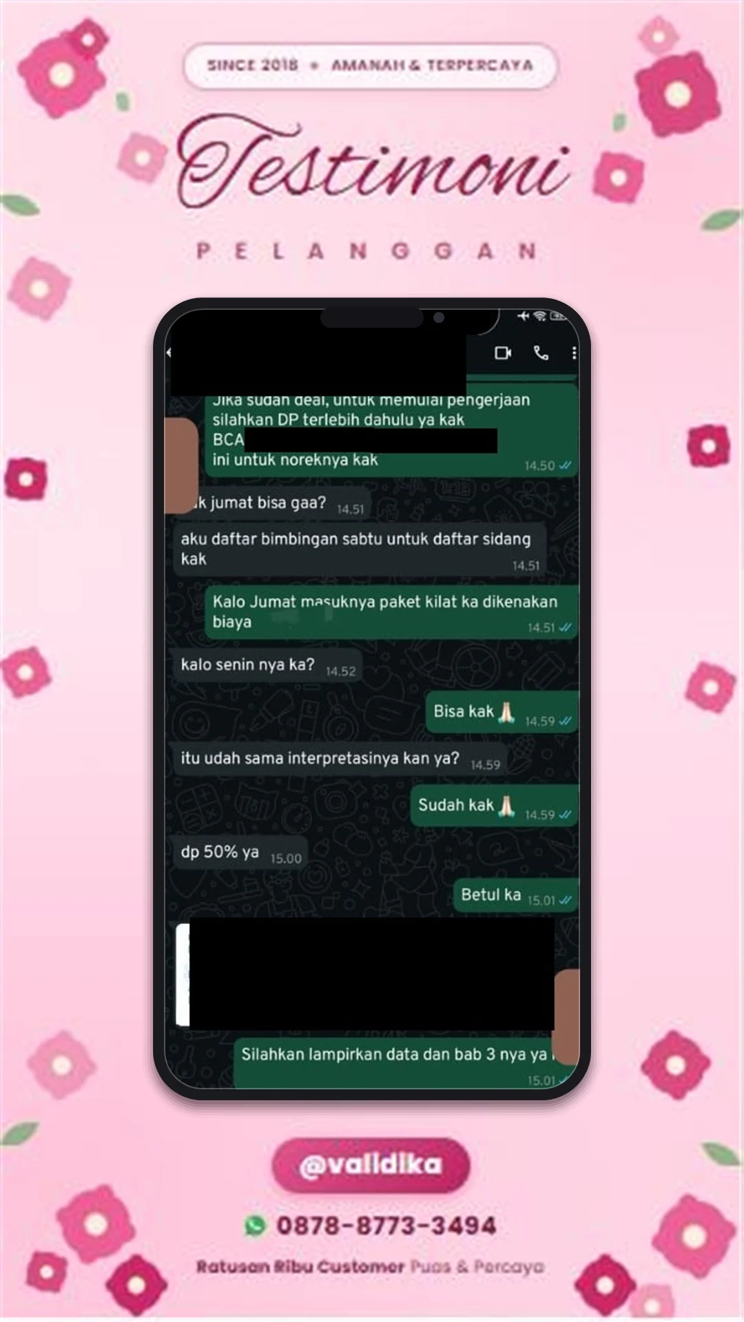 Bukti testimoni pelanggan