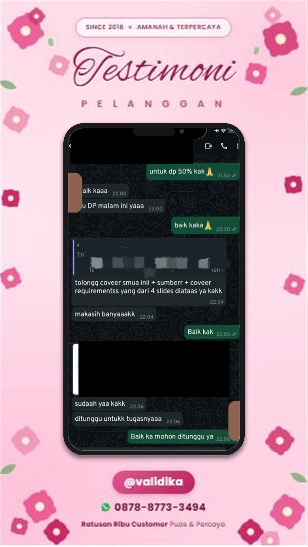 Bukti testimoni pelanggan