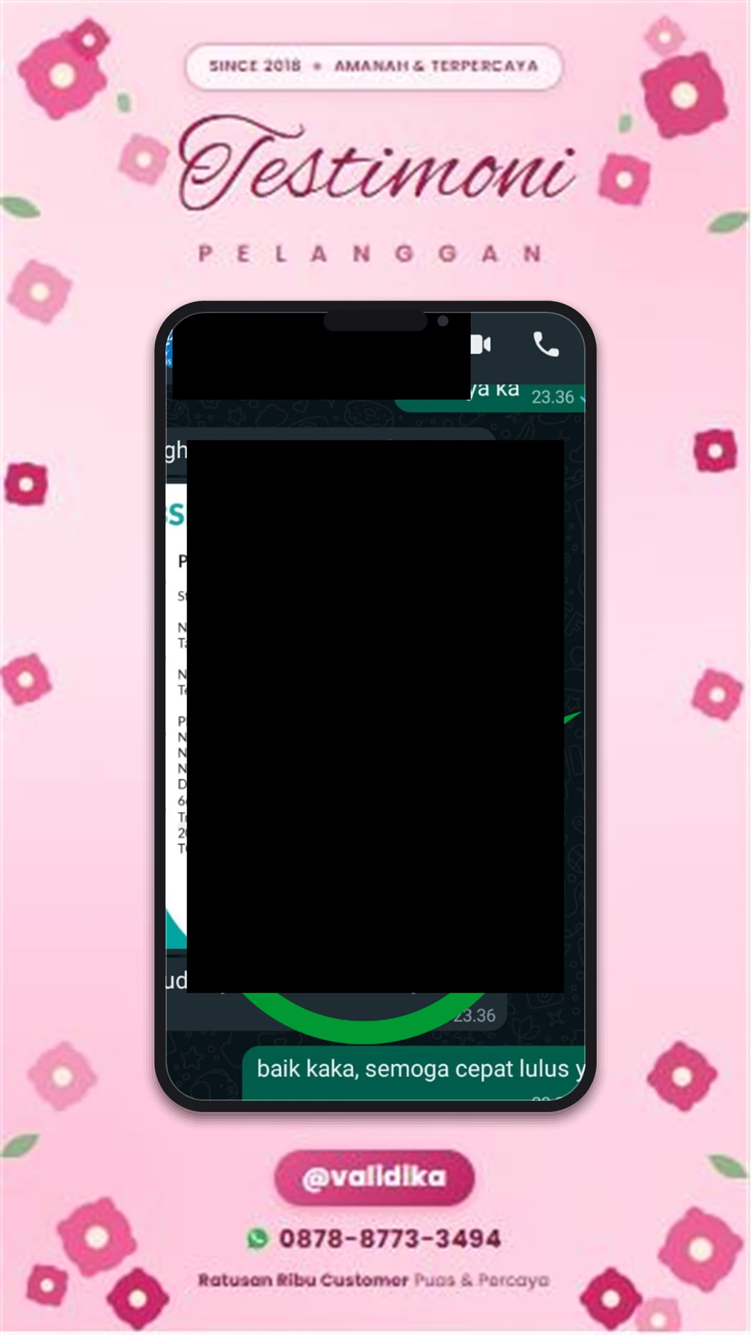 Bukti testimoni pelanggan