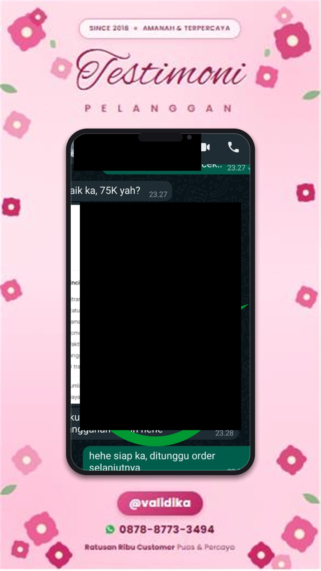 Bukti testimoni pelanggan