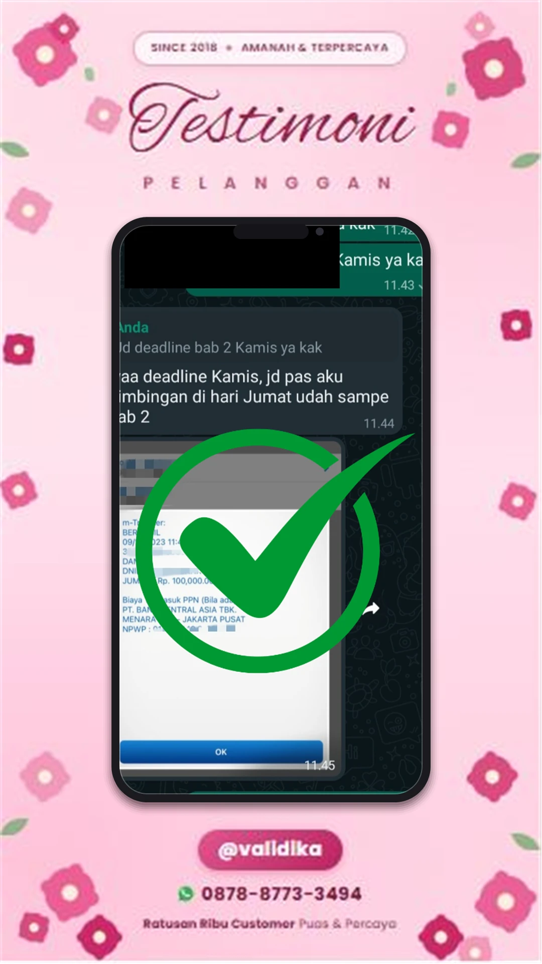 Bukti testimoni pelanggan