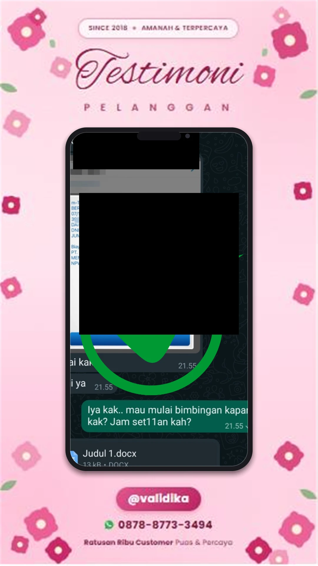 Bukti testimoni pelanggan