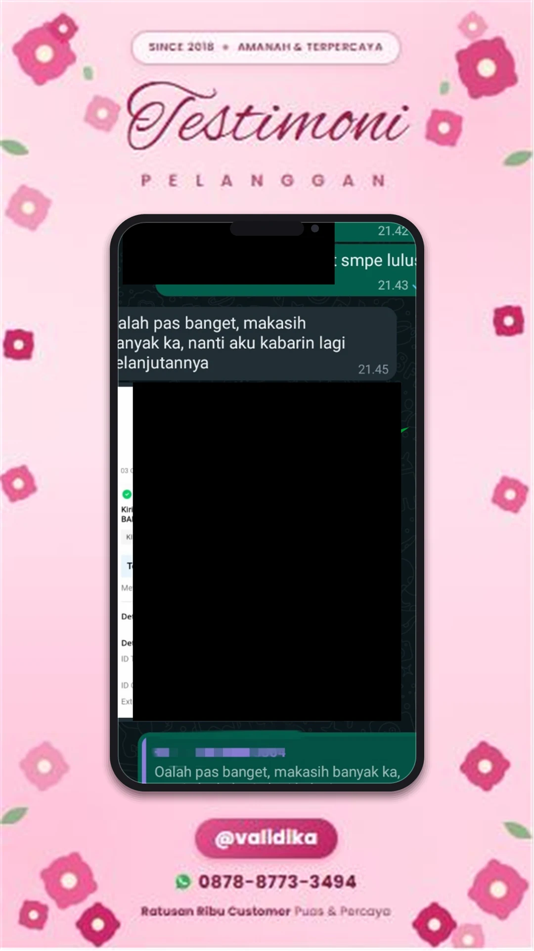 Bukti testimoni pelanggan
