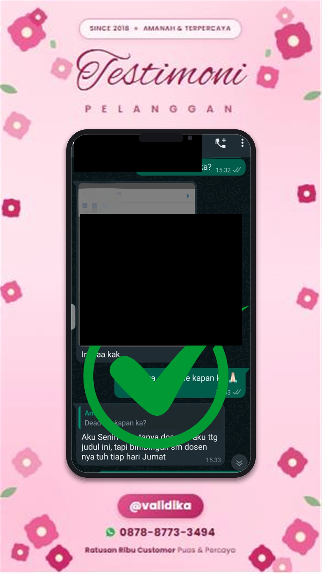 Bukti testimoni pelanggan