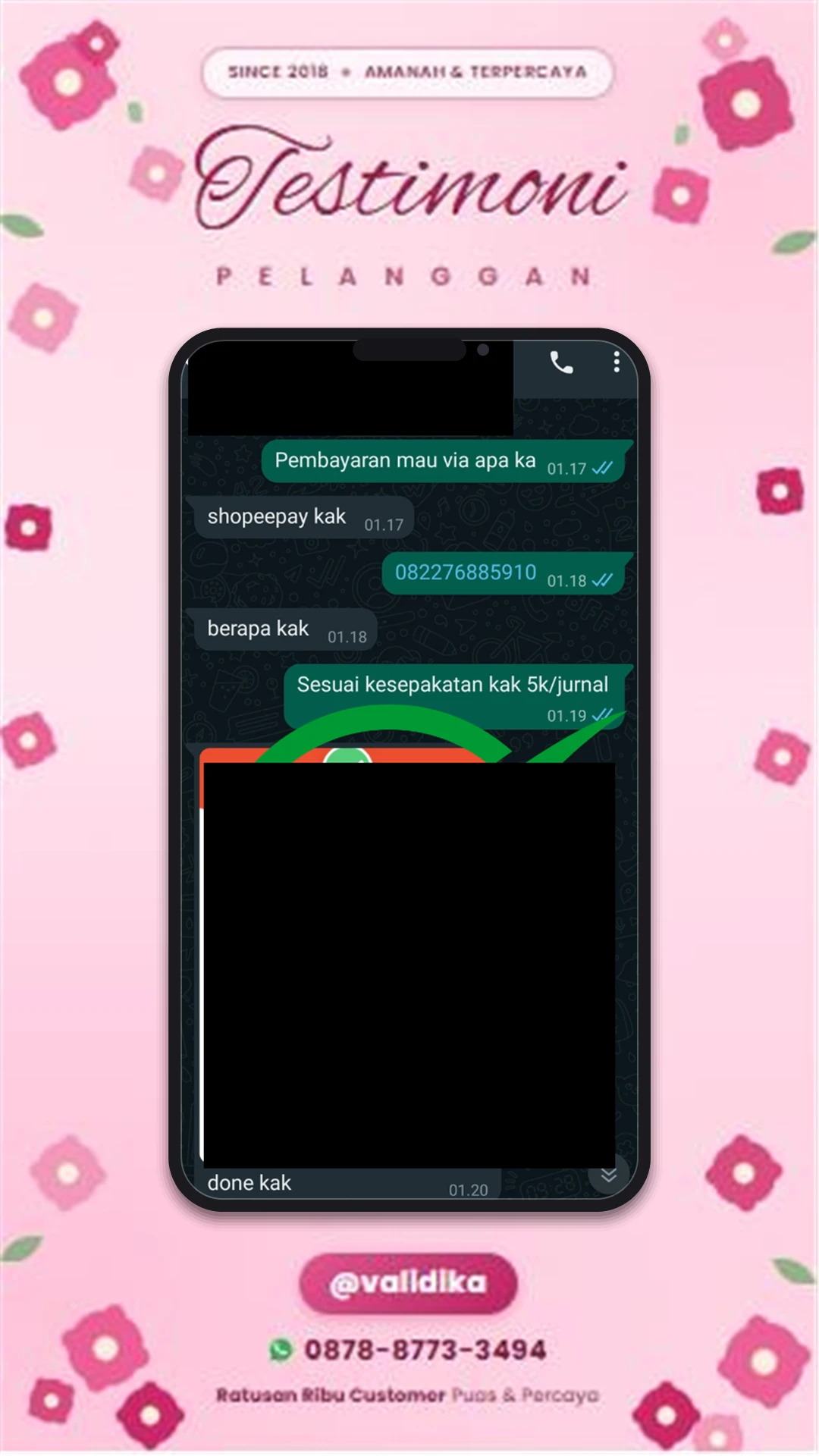 Bukti testimoni pelanggan