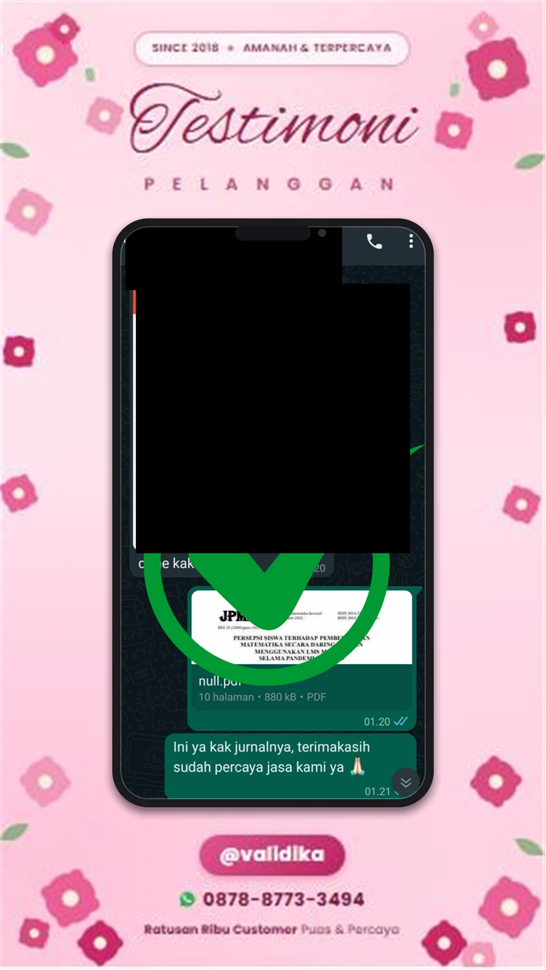 Bukti testimoni pelanggan