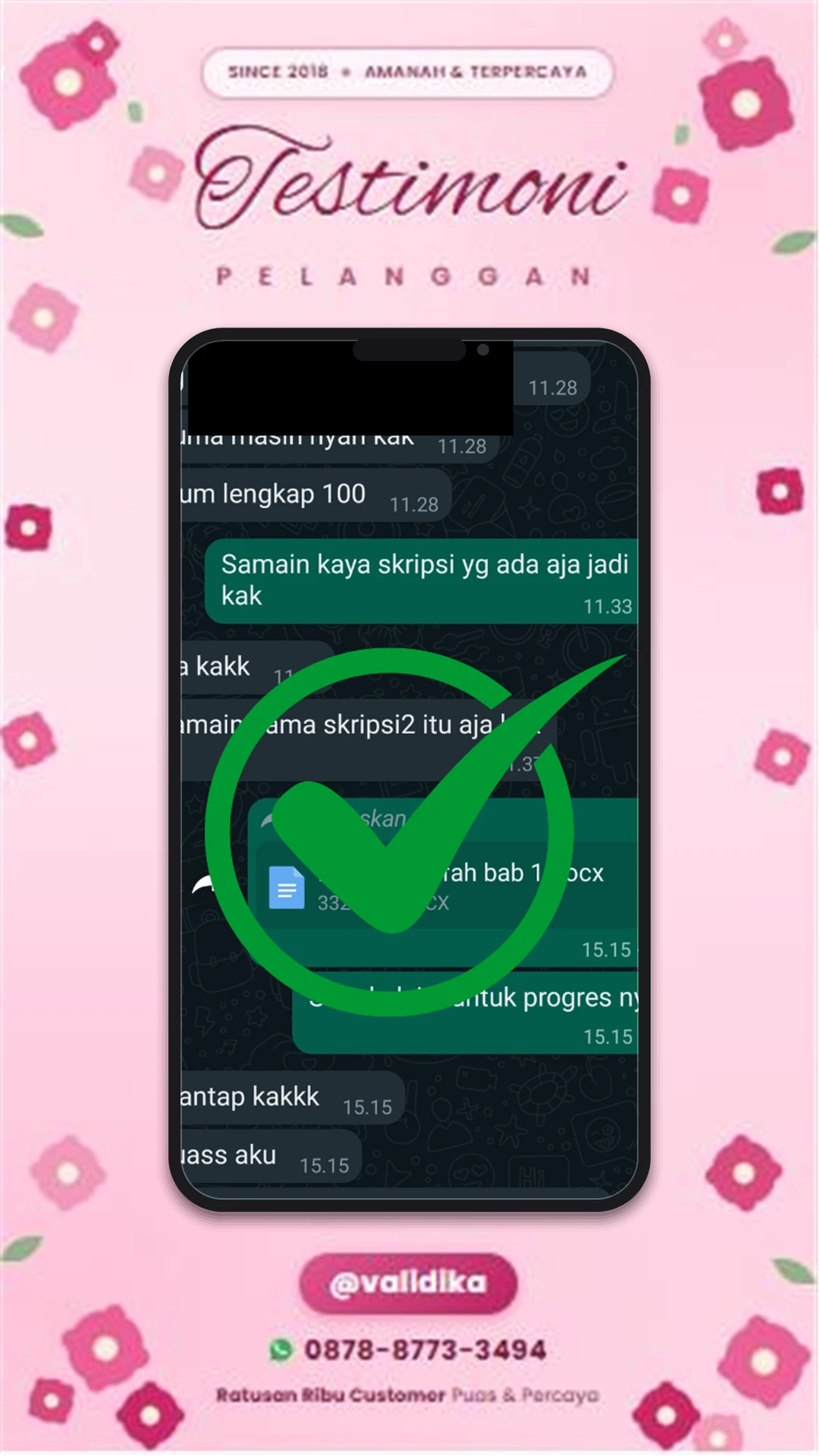 Bukti testimoni pelanggan