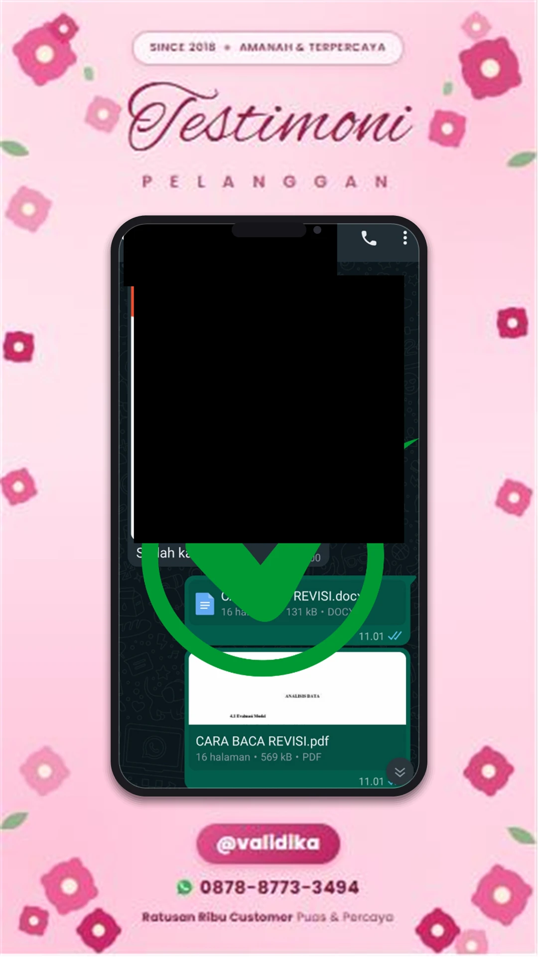 Bukti testimoni pelanggan