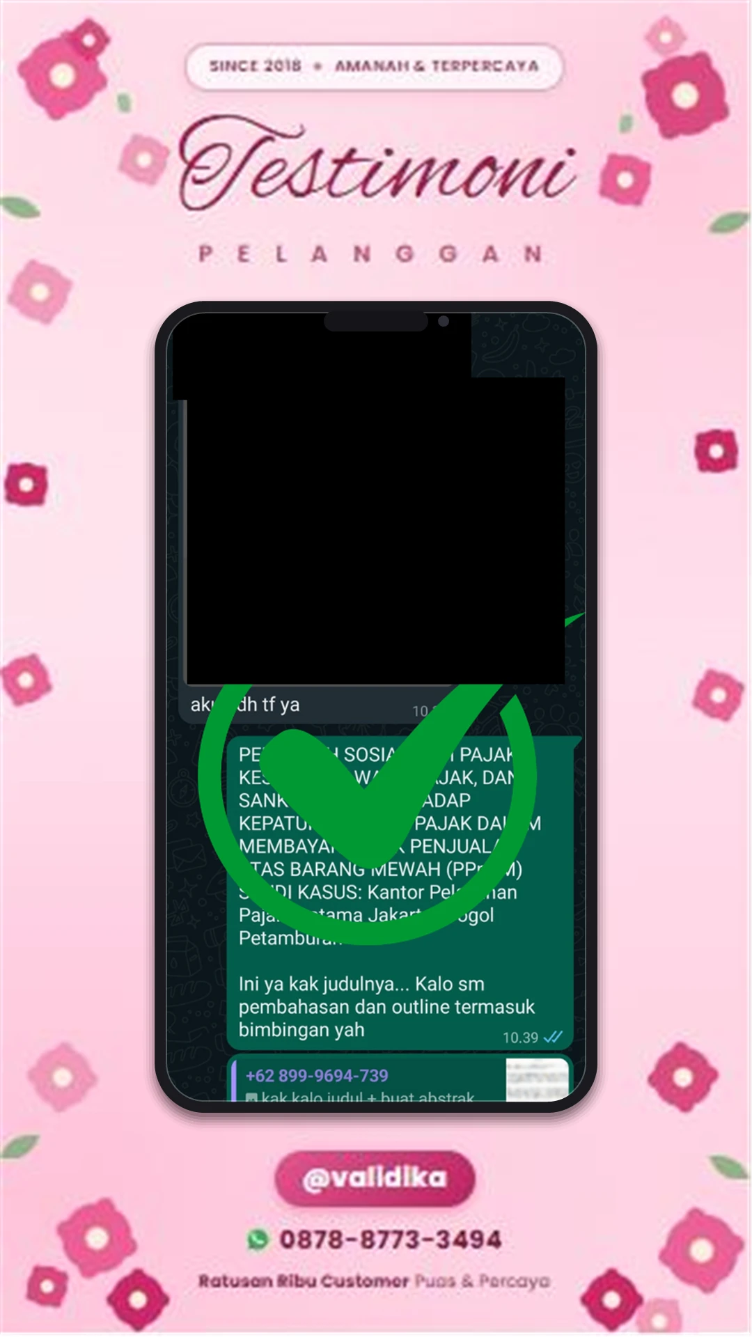 Bukti testimoni pelanggan